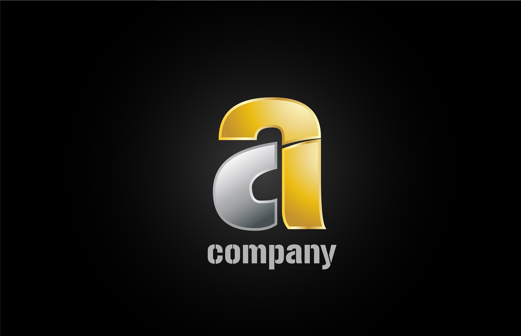 gold silver metal logo a alphabet letter design