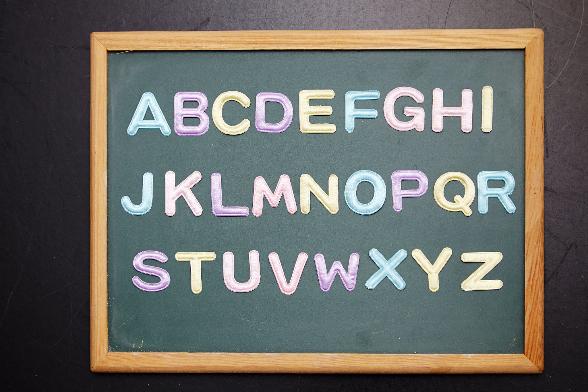close-up of text on blackboard