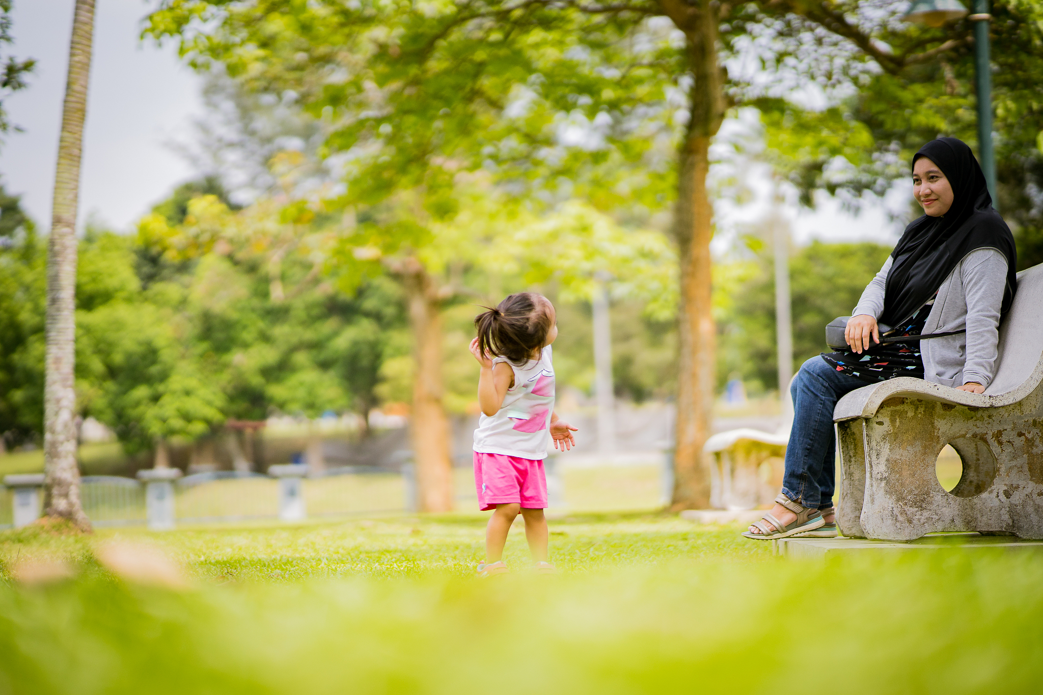 mother with daughter at park