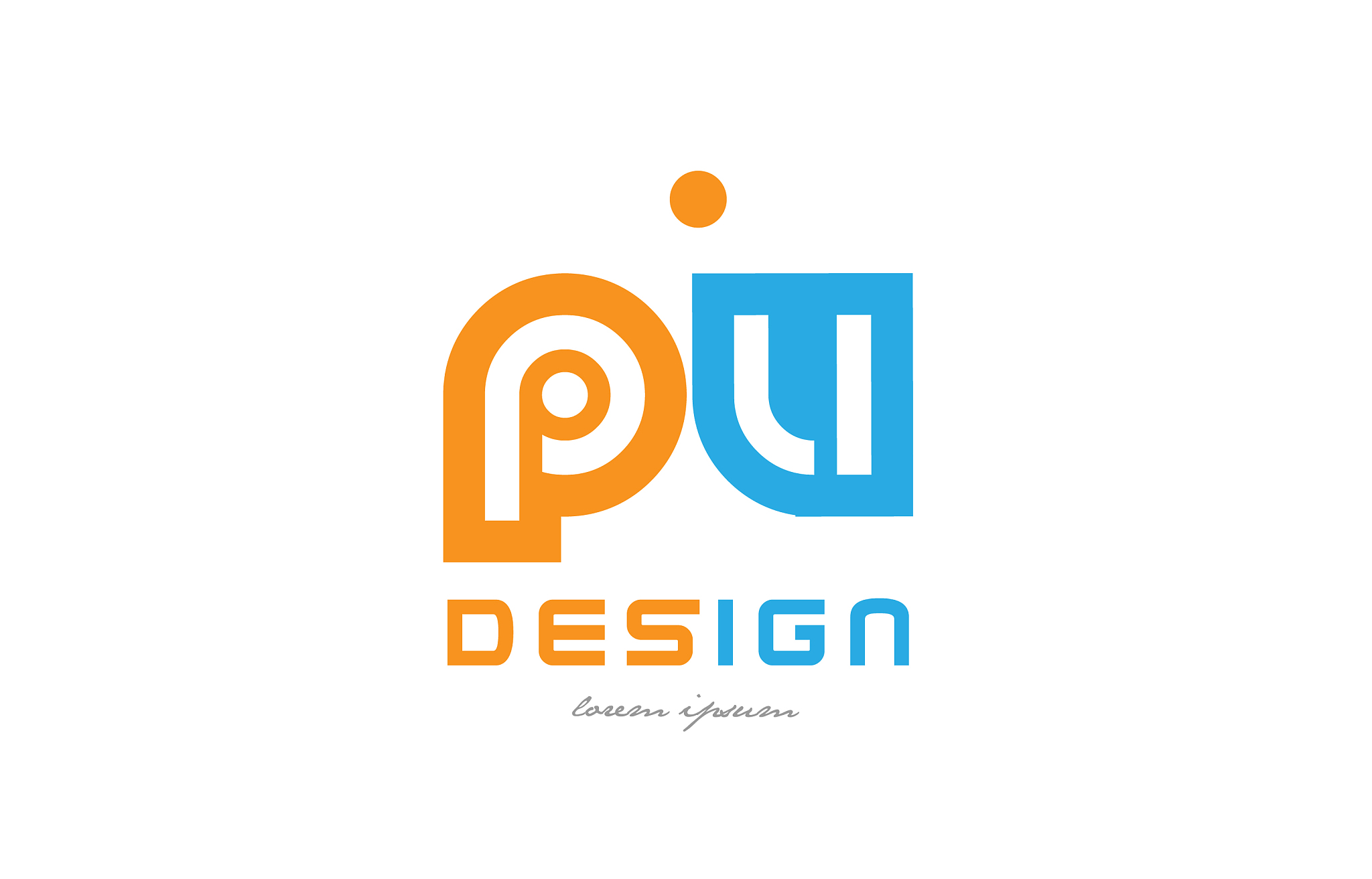 pu p u orange blue alphabet letter logo