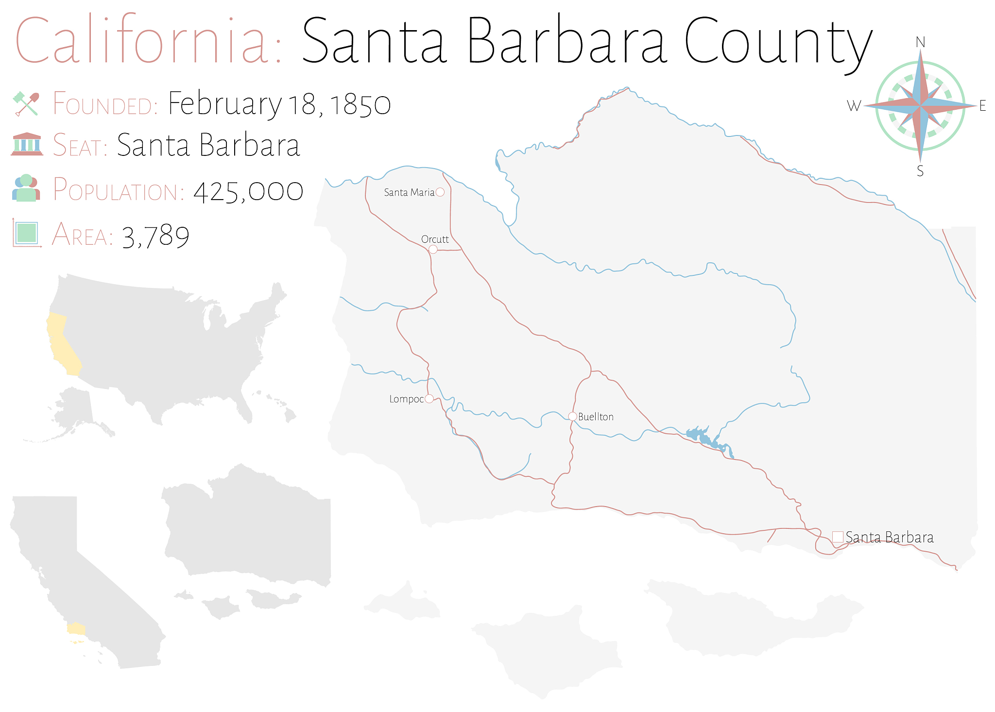 map santa barbara county in california