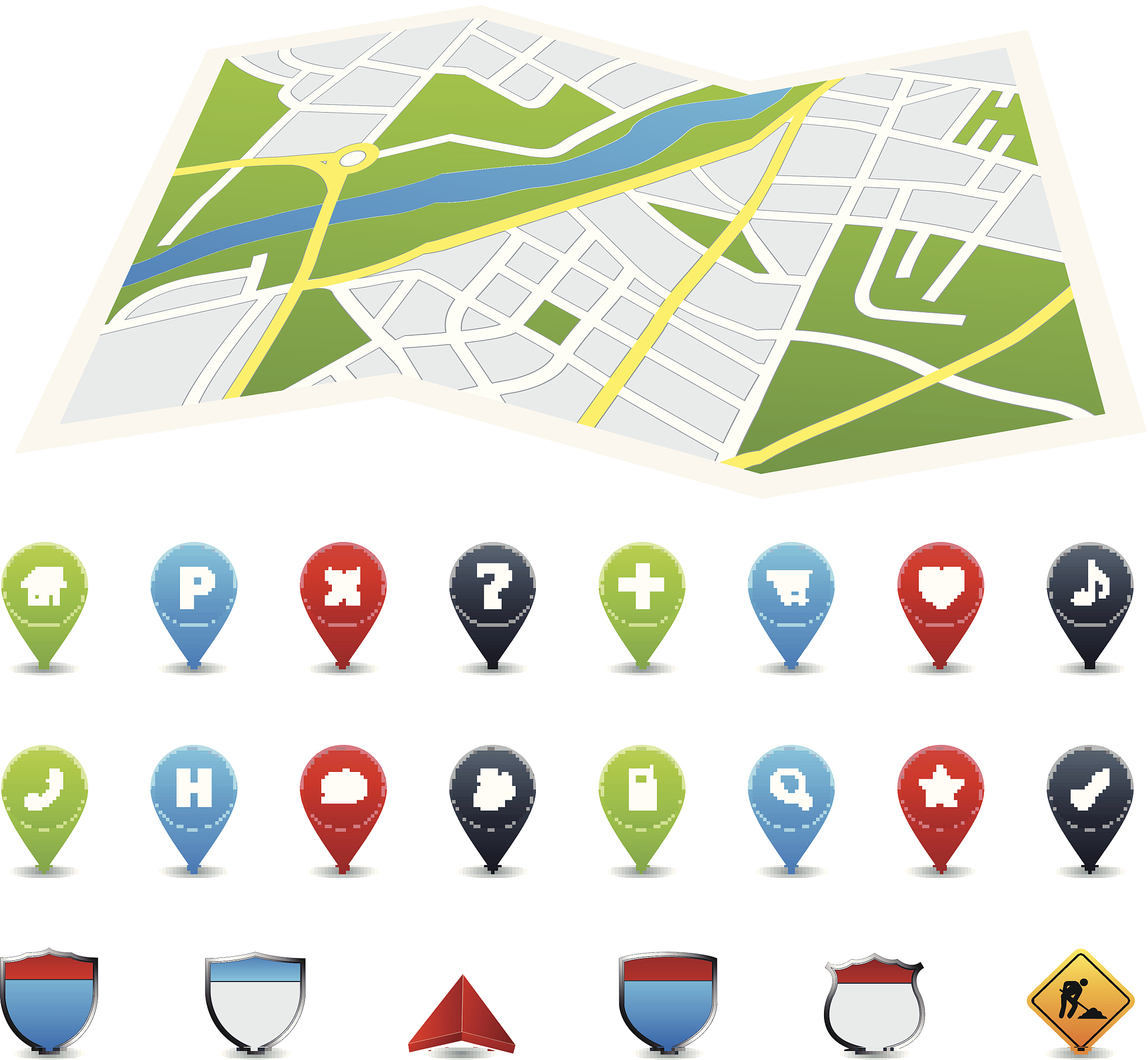 map and icons