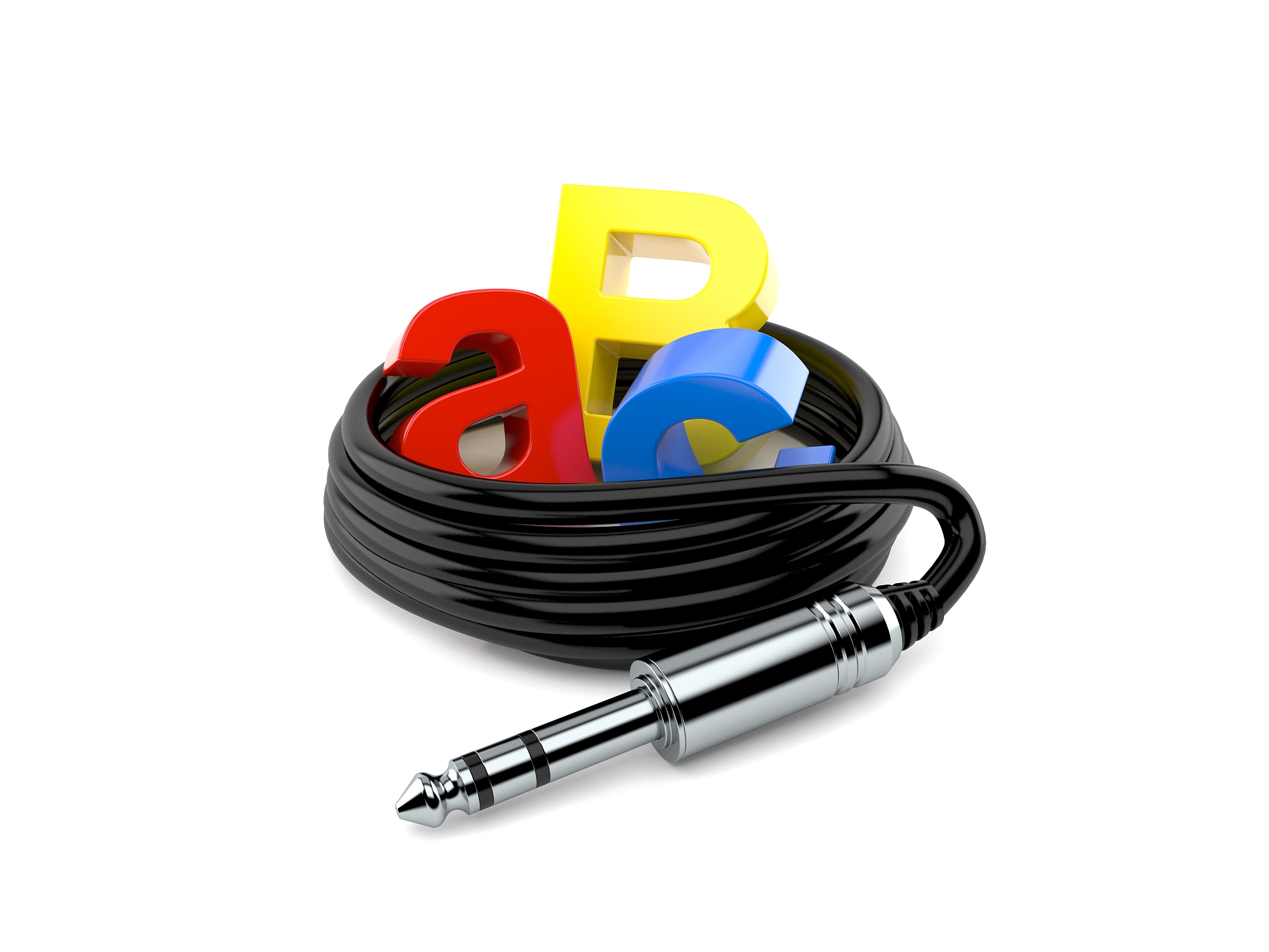 abc text with audio cable