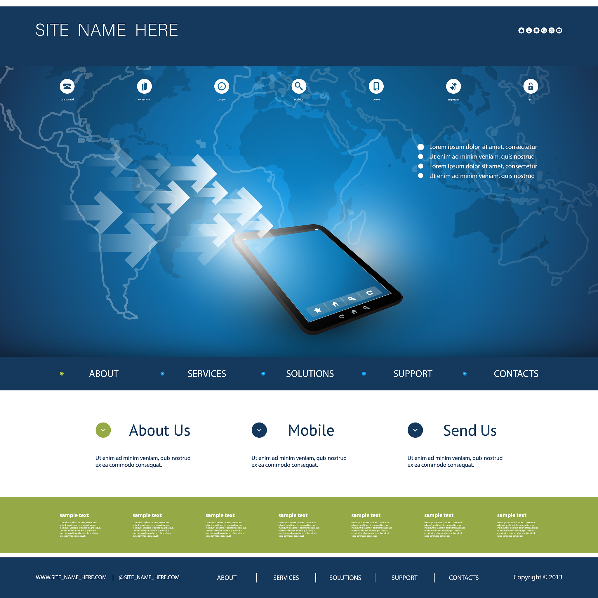one page website template - global technology