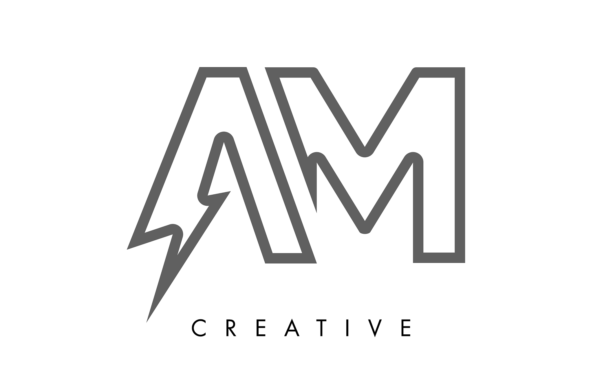 am letter logo design with lighting thunder bolt