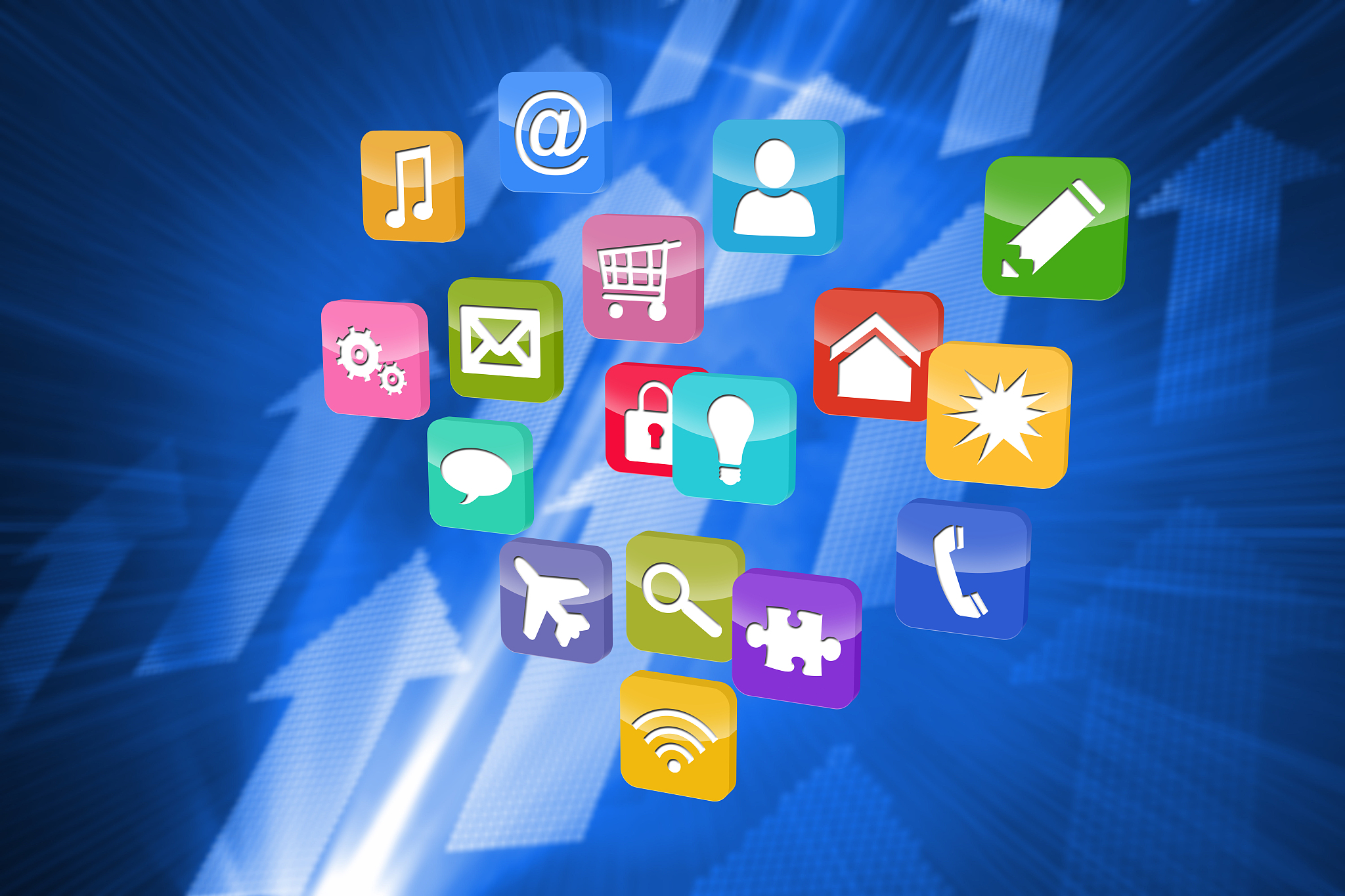 composite image of colourful computer applications