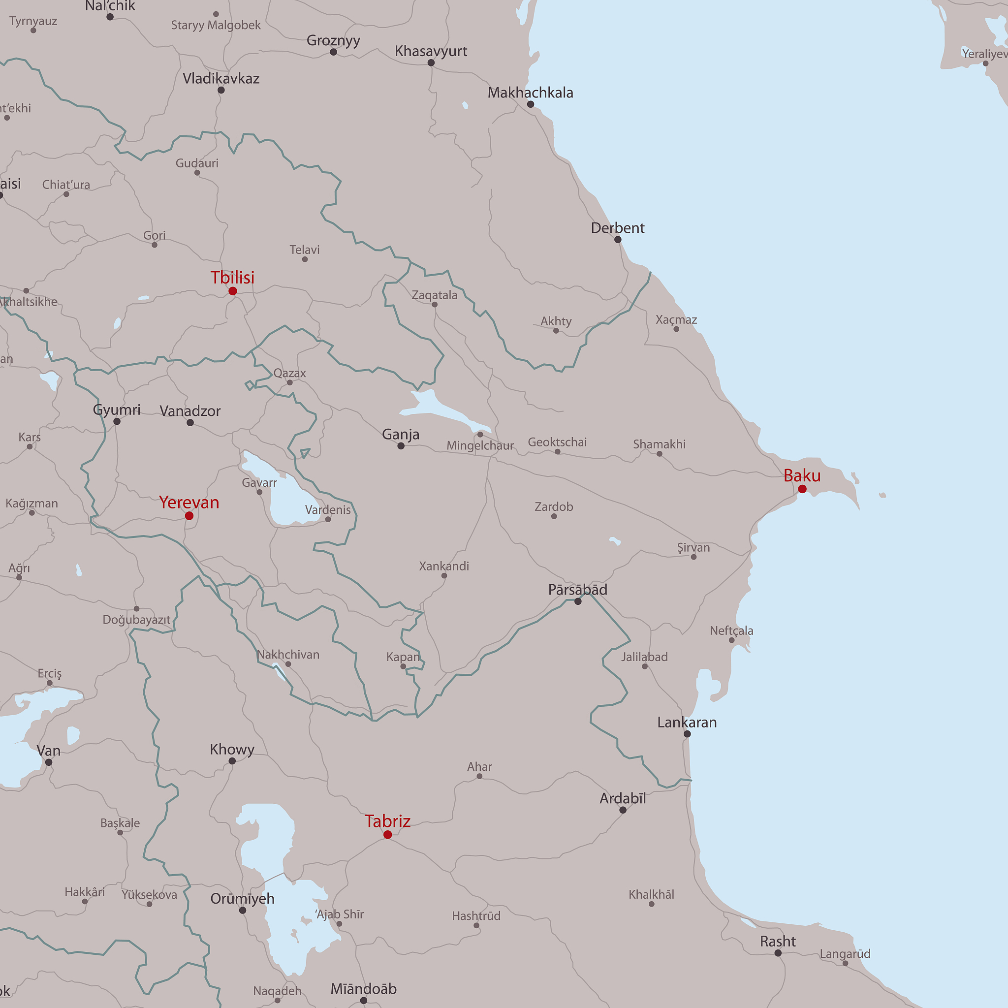 travel vector map baku yerevan