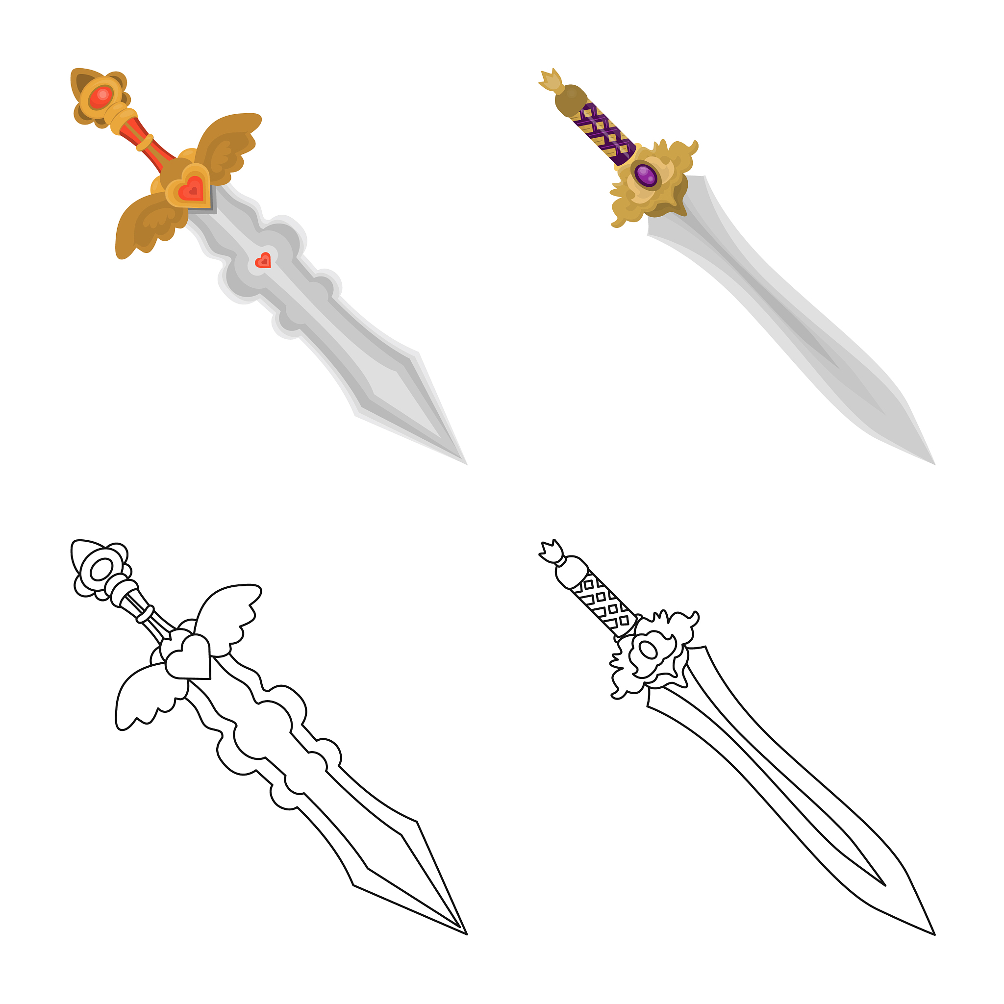 isolated object game and armor icon set of