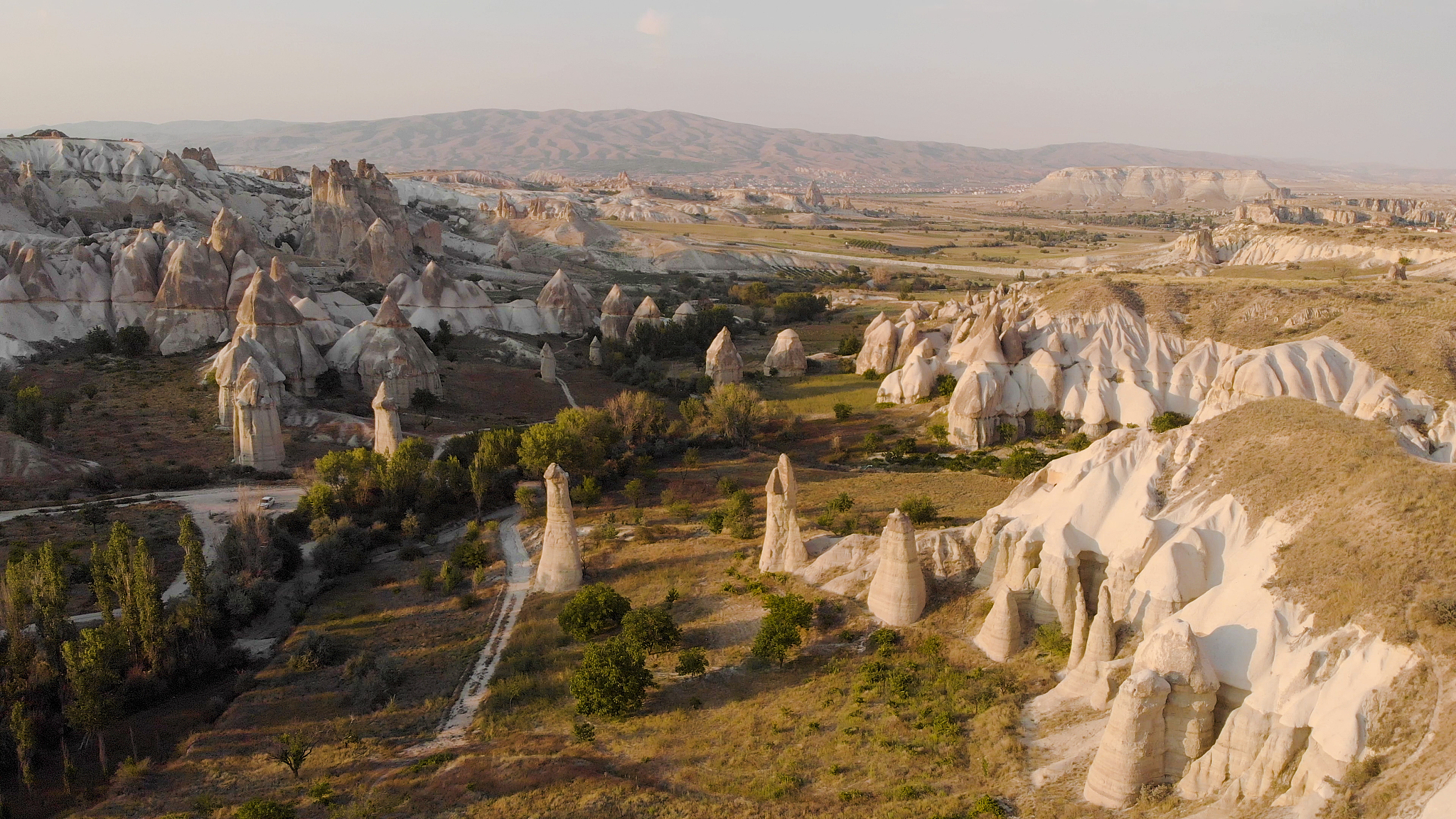 aerial view of iconic cappadocian desert scenes
