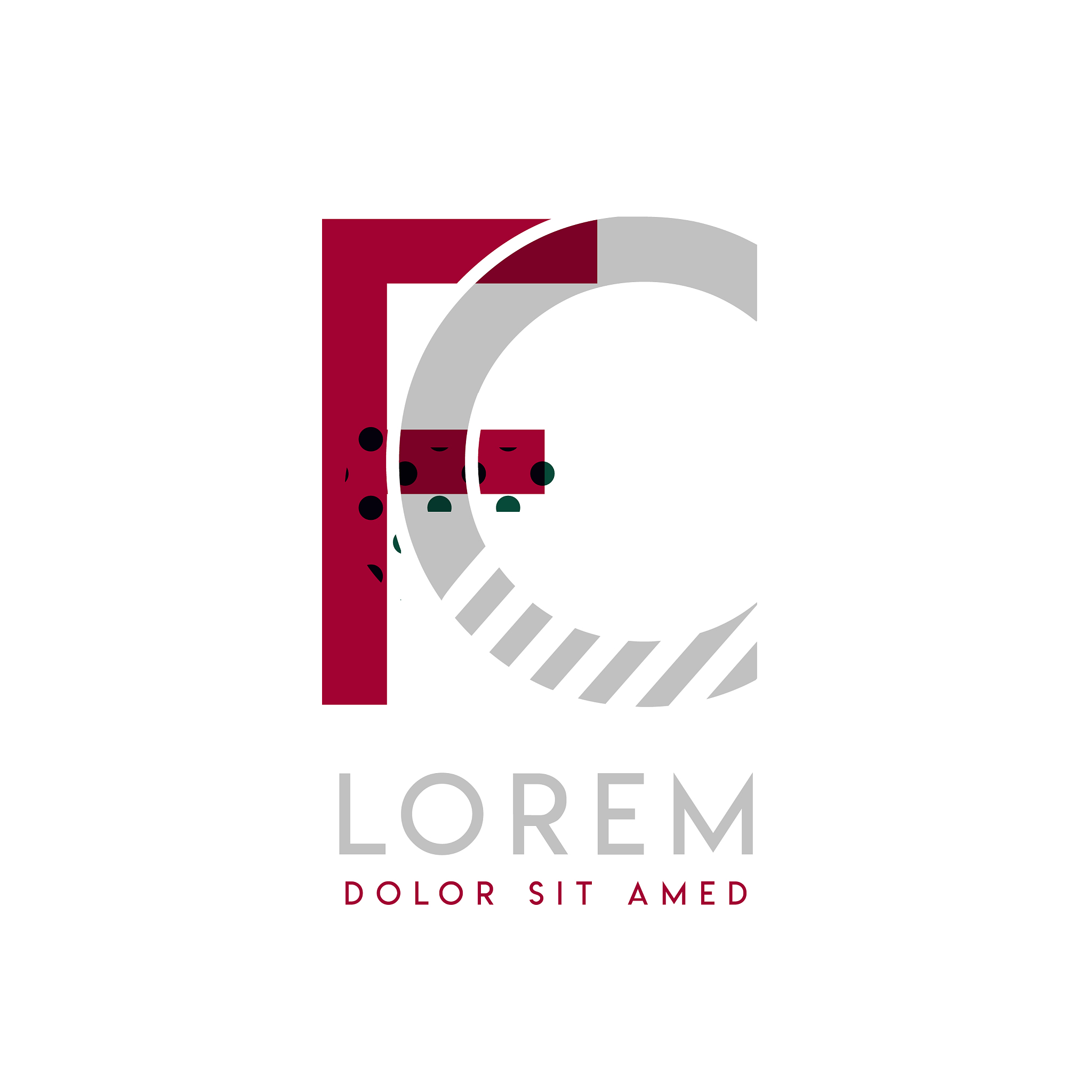 fc simple logo design with gray and maroon color