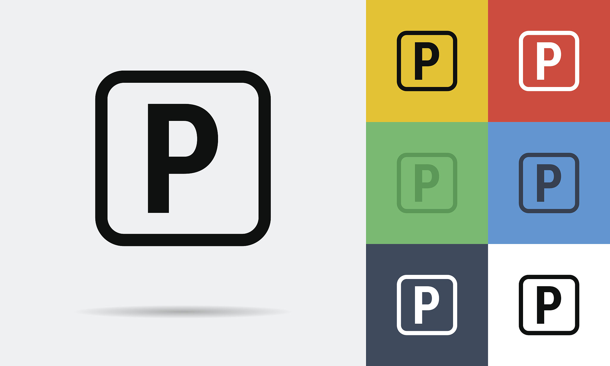 vector seven flat icons of parking sign