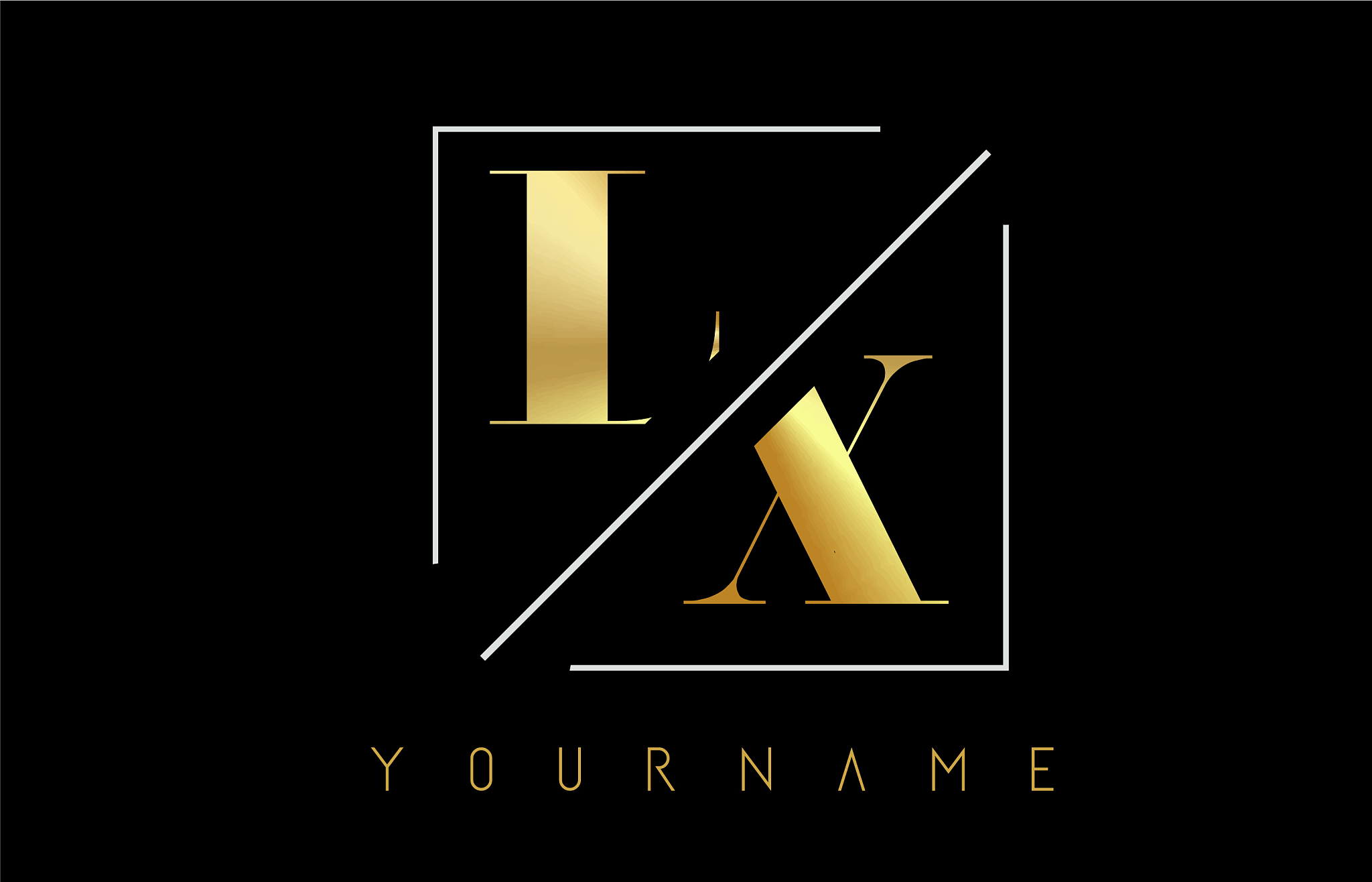 lx golden letter logo with cutted and intersected