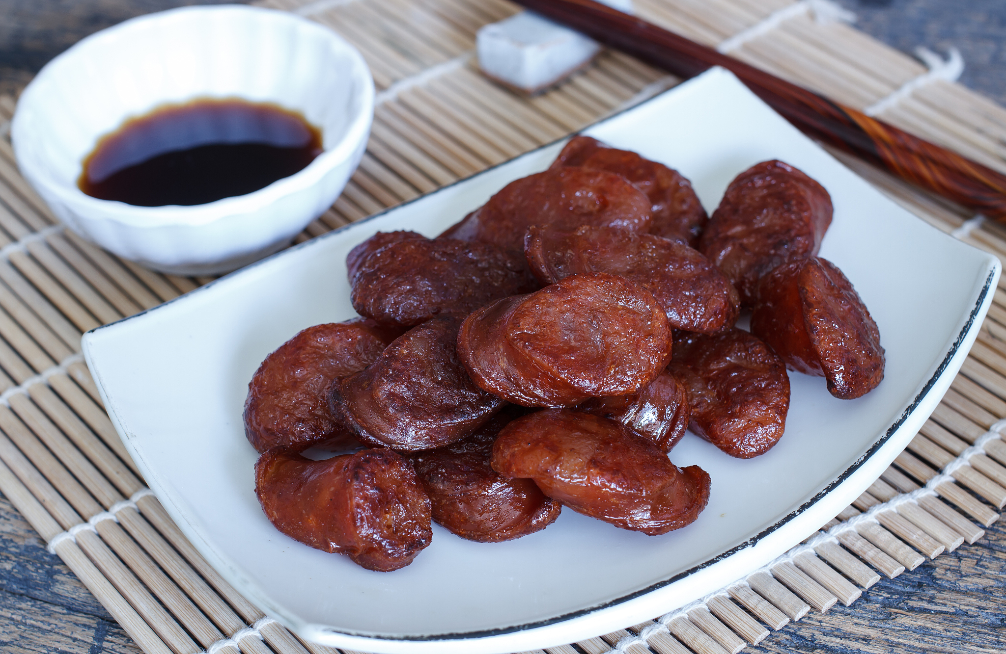 fried chinese sausage sliced