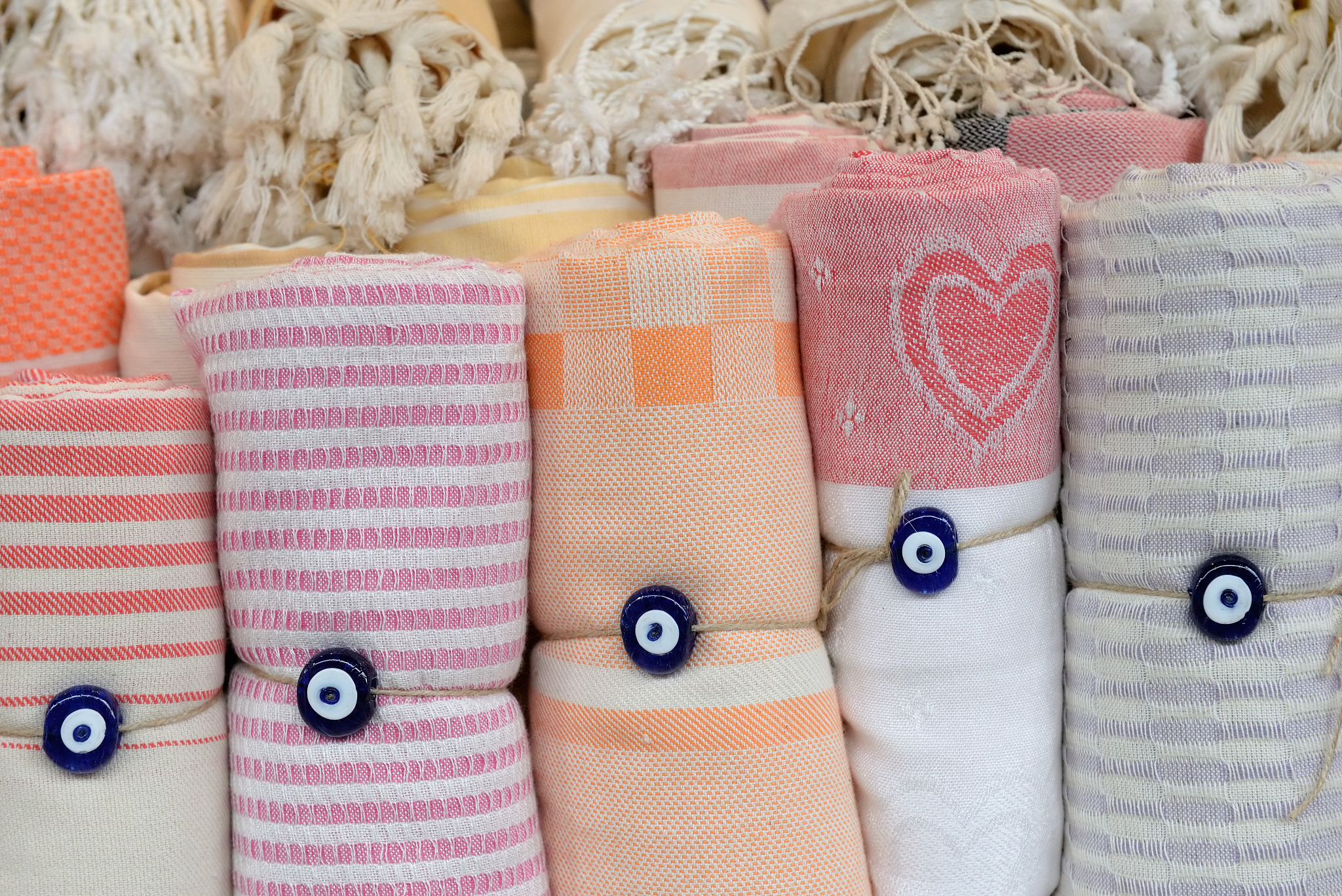 traditional turkish cotton towels rolled