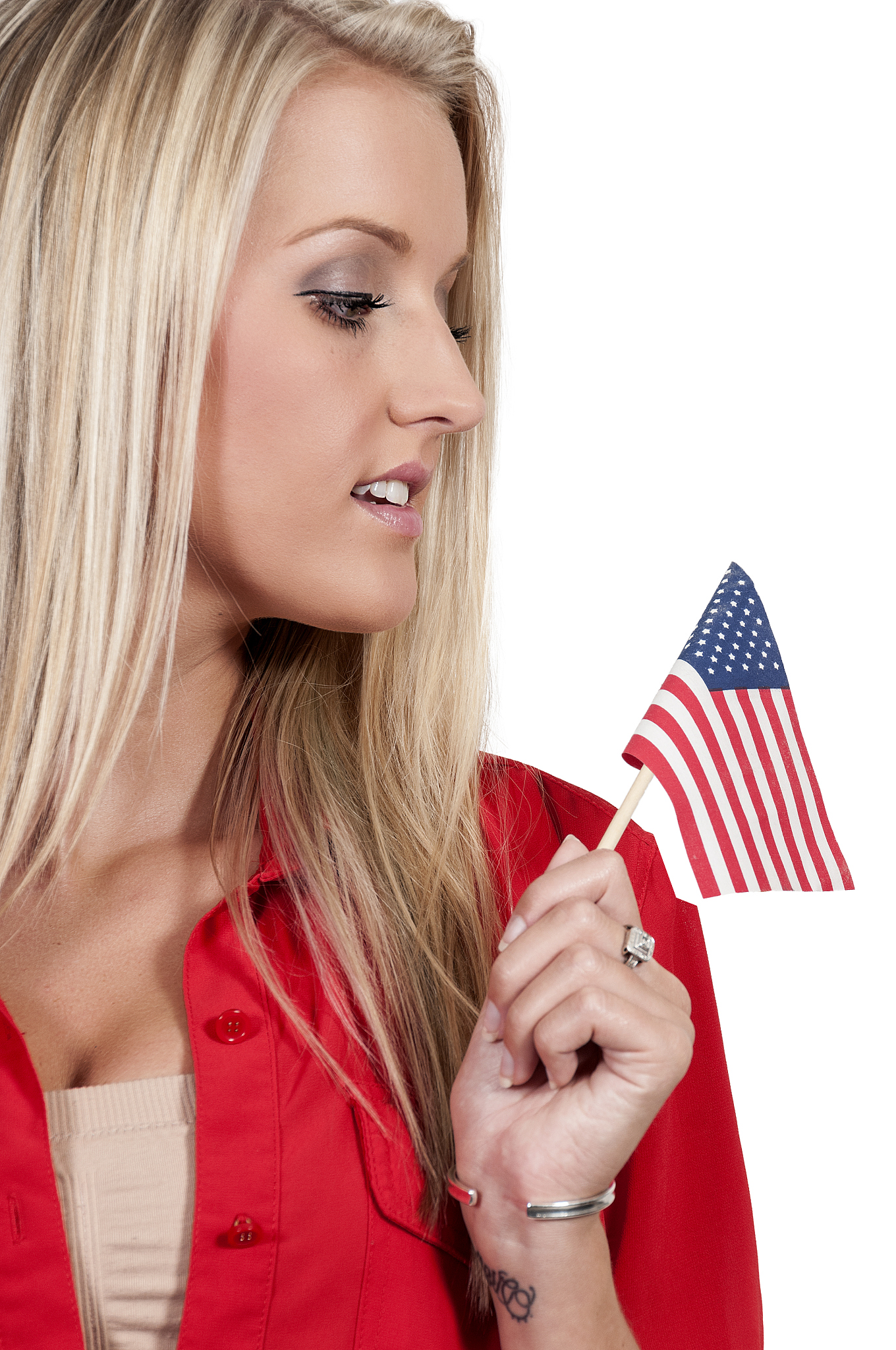 woman with a flag