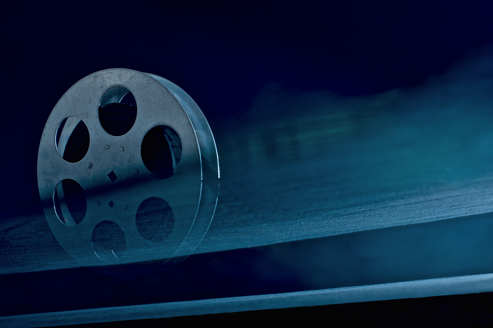movie film reel on dark
