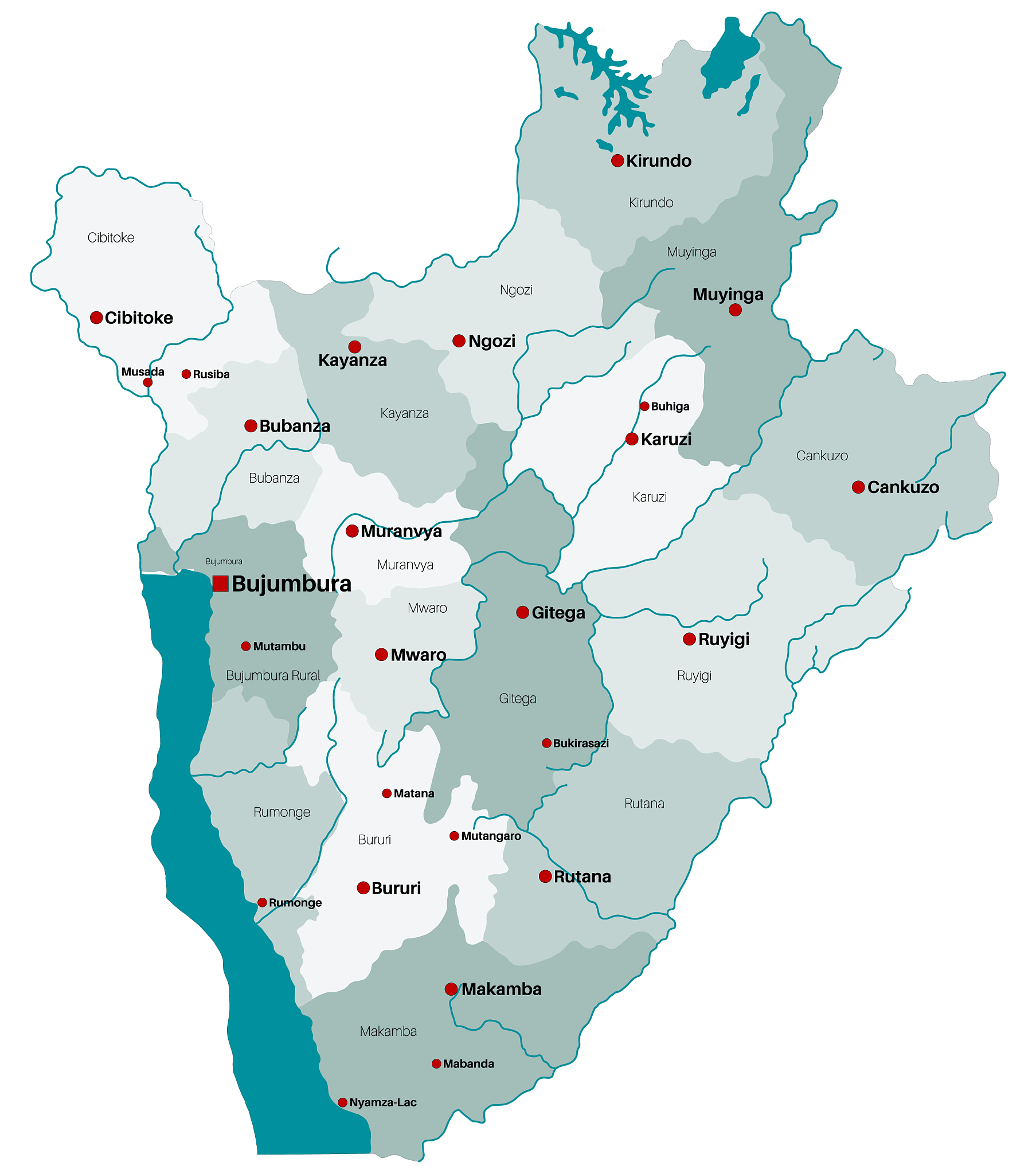 detailed map of burundi