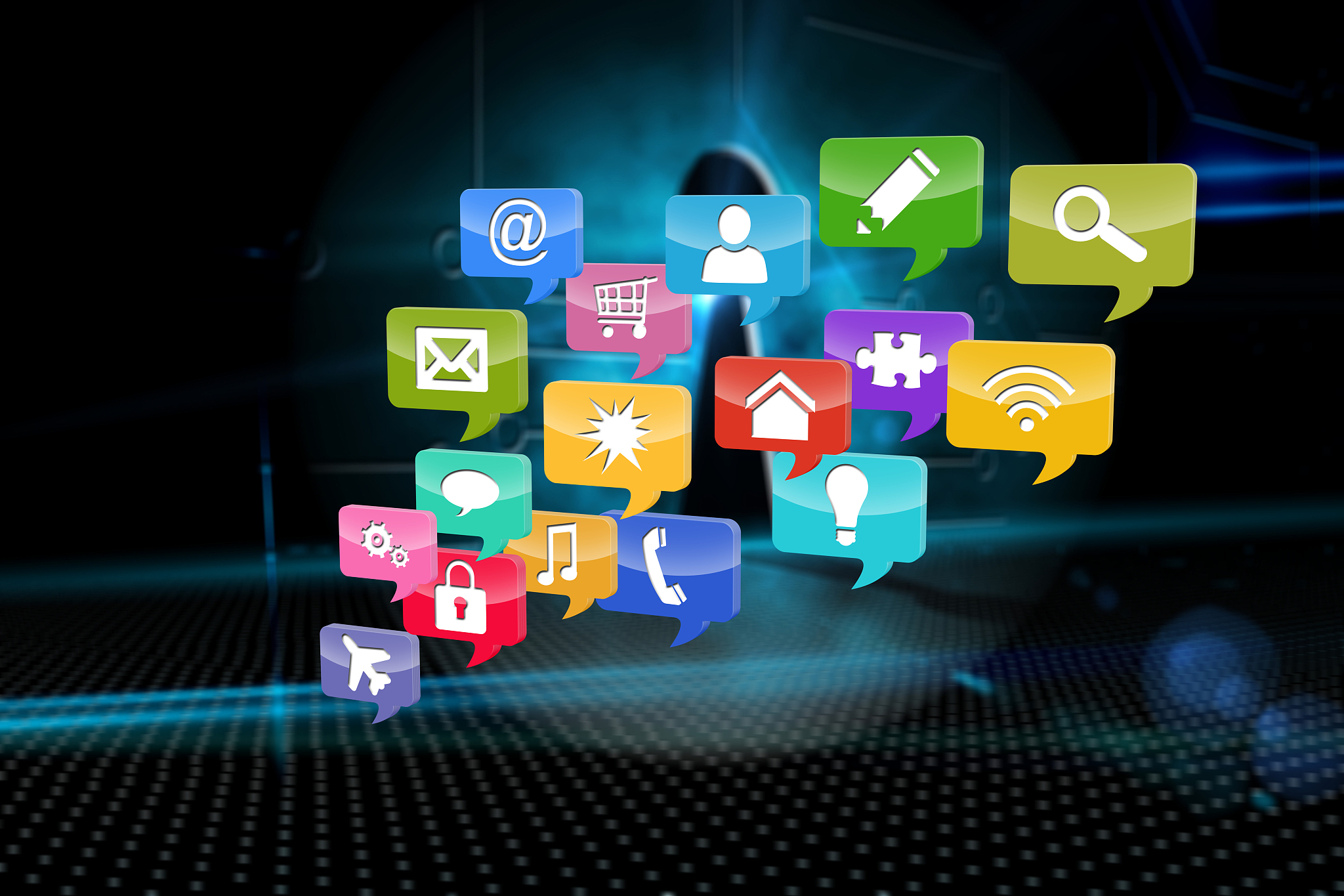 composite image of colourful computer applications