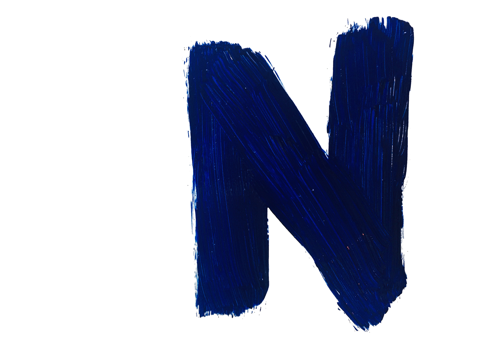 n alphabet blue brush stroke