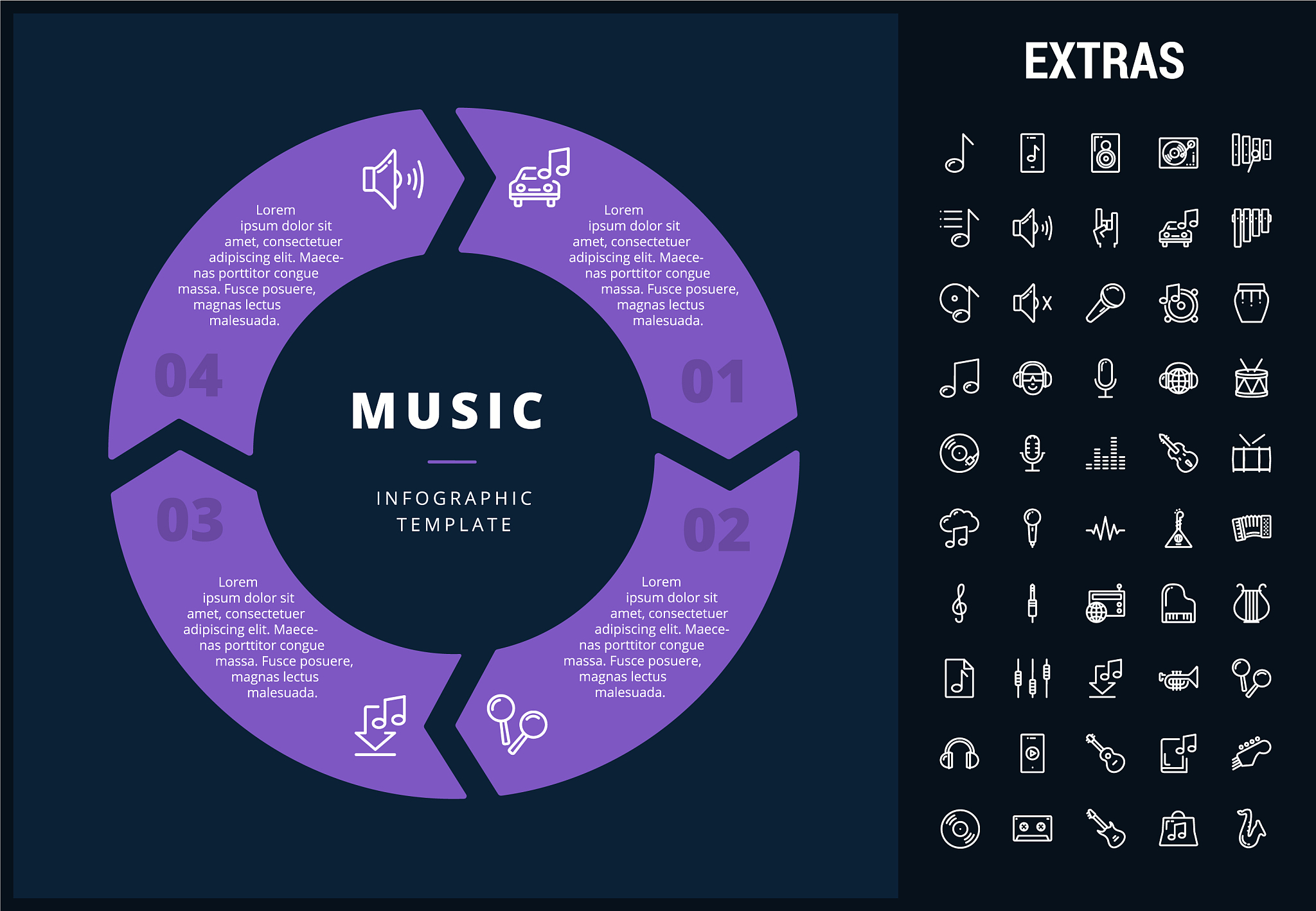 music infographic template elements and icons