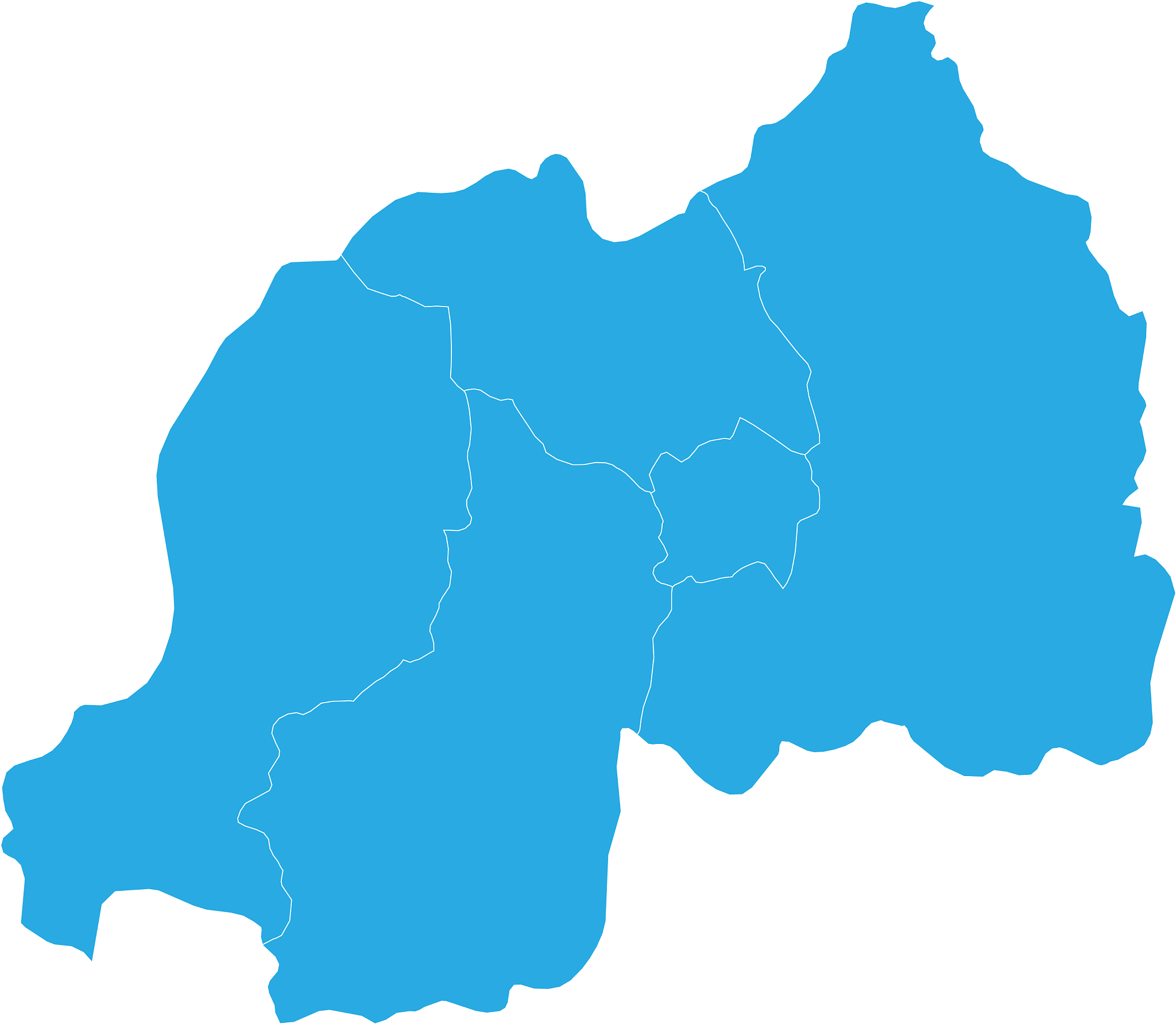 map of rwanda high detailed map - rwanda