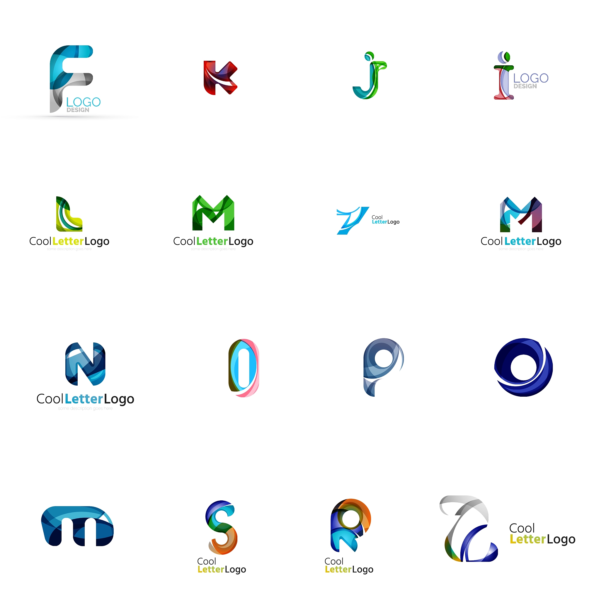 set of colorful abstract letter corporate logos