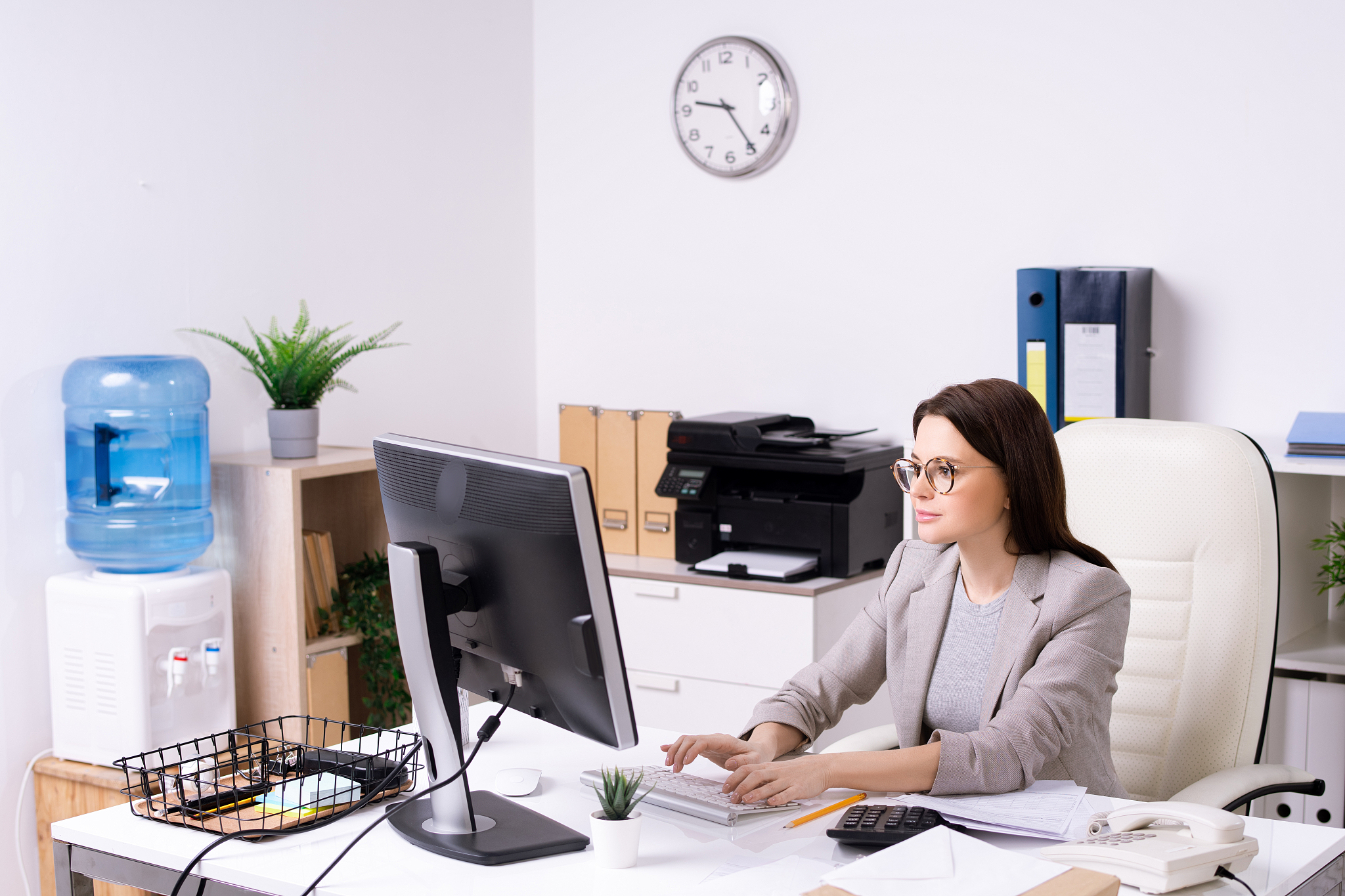 working in modern office