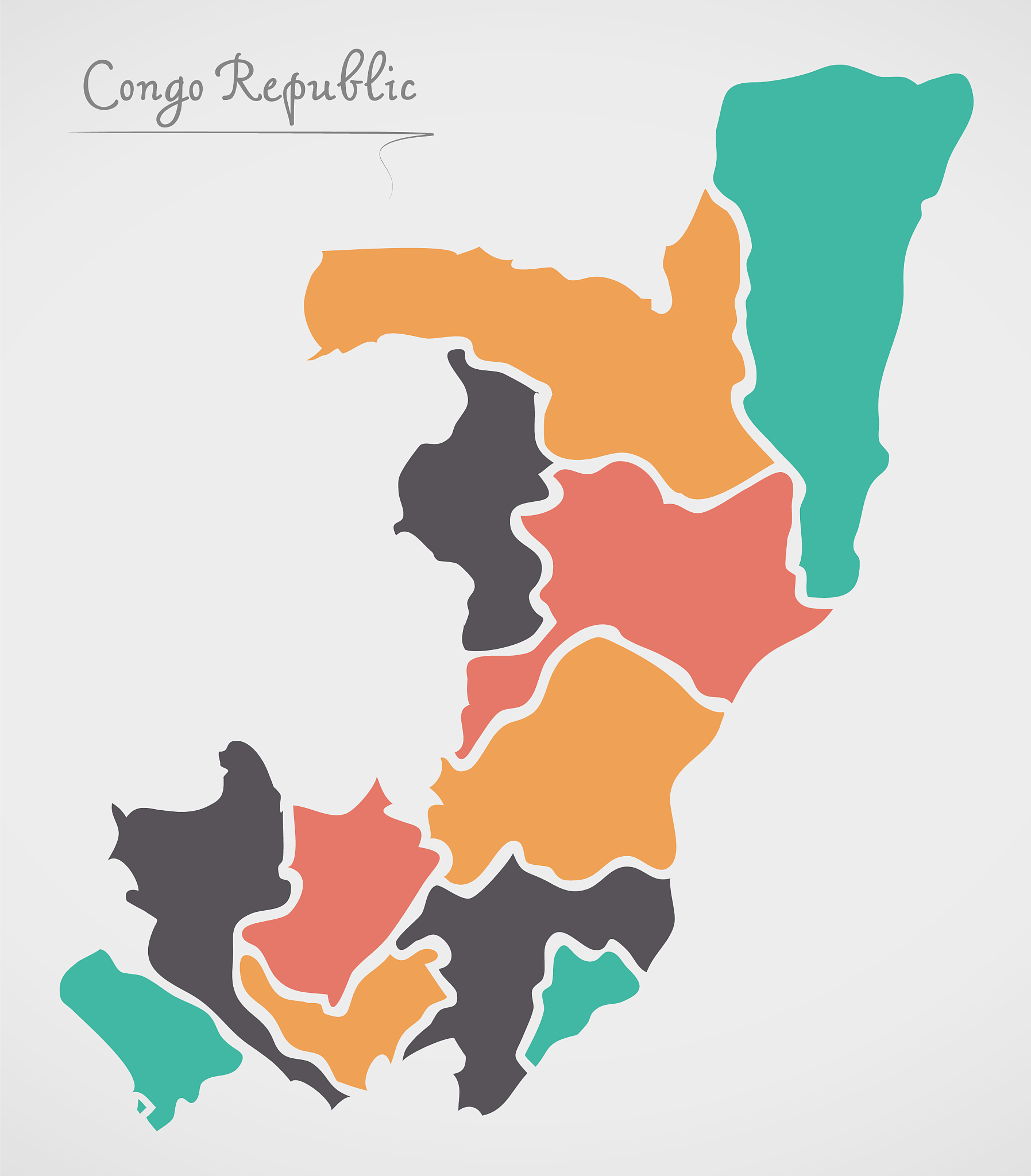 congo republic map with states