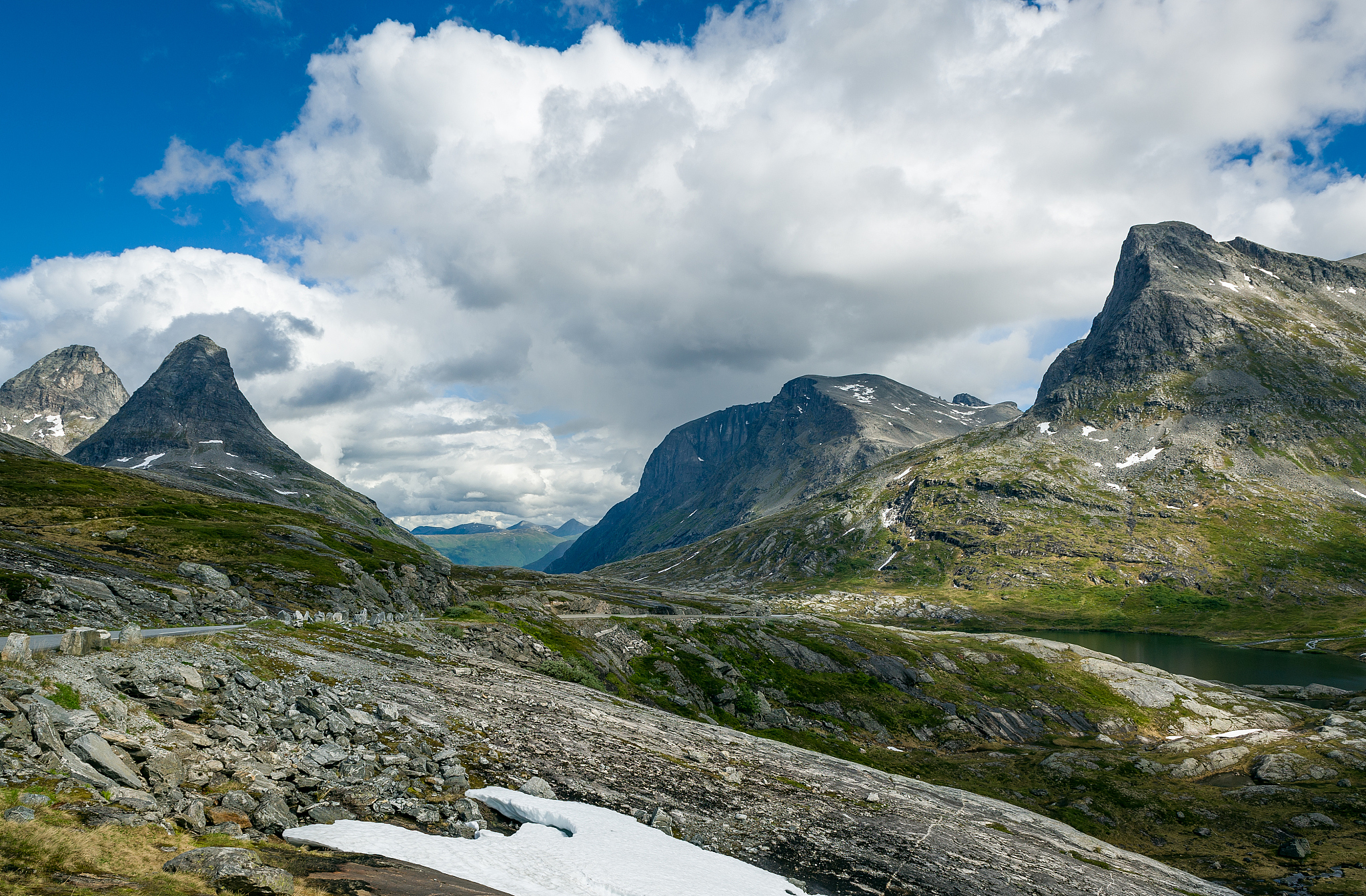 summer snow in the mountains of norway.