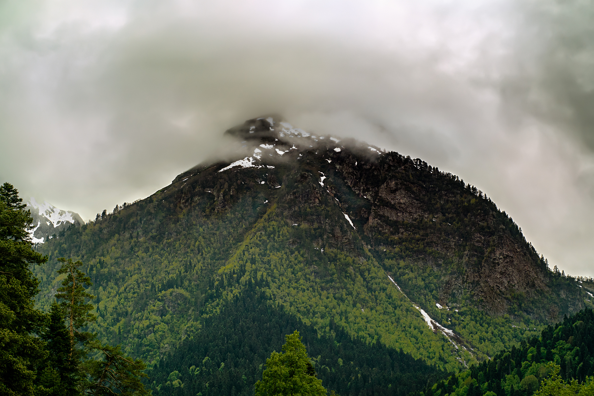 mountain in clouds