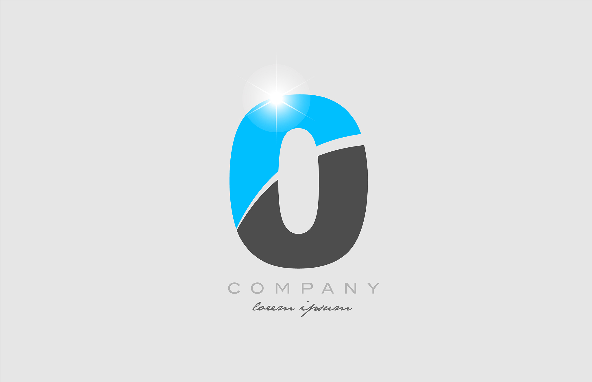 number 0 in grey blue color for logo icon design