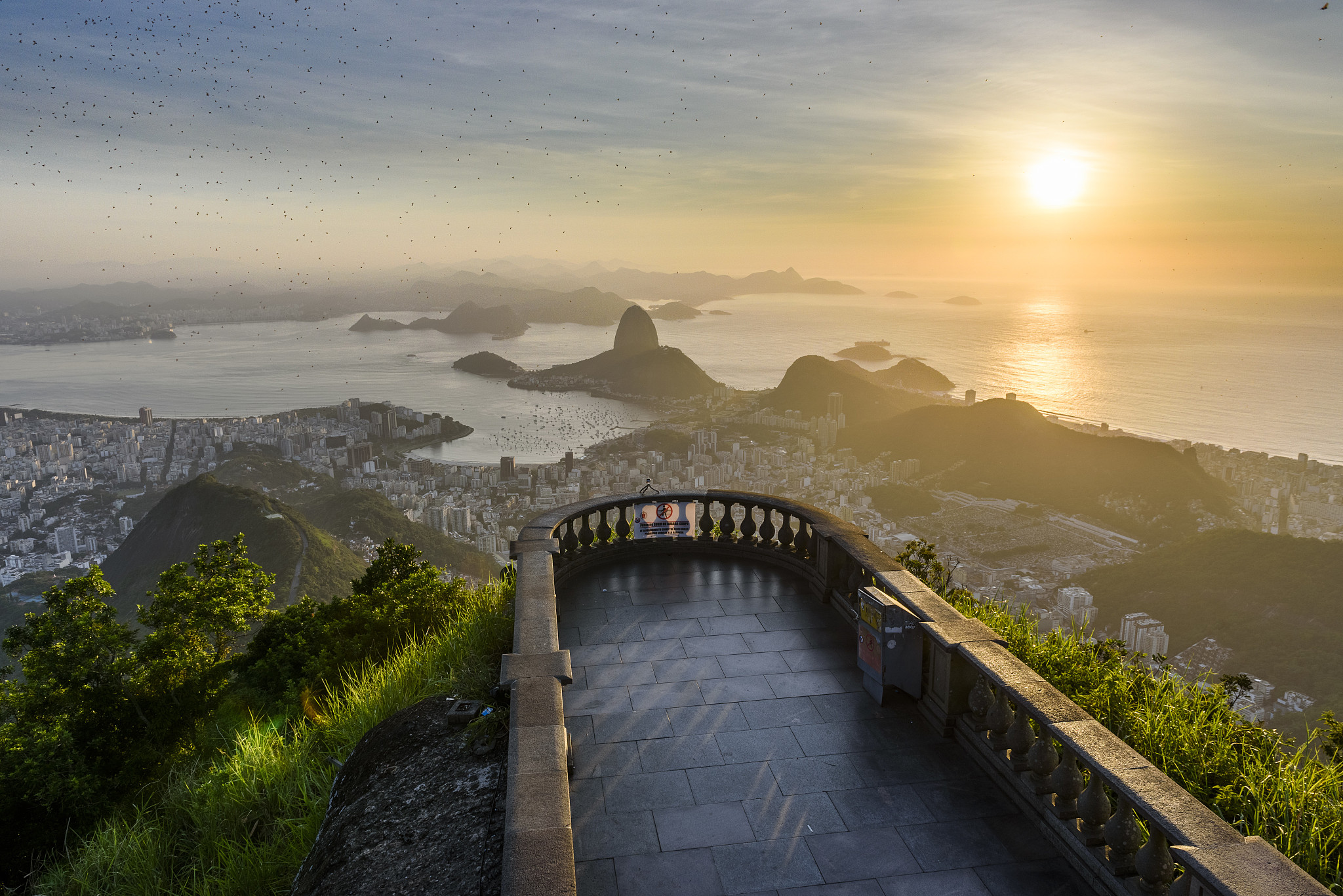 corcovado mountain during sunrise in rio de janeiro, brazil