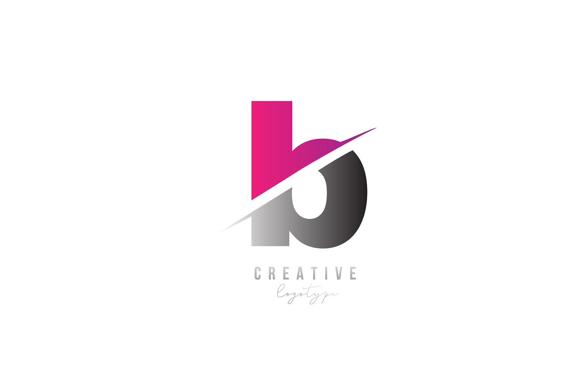 b pink and grey letter logo alphabet icon design