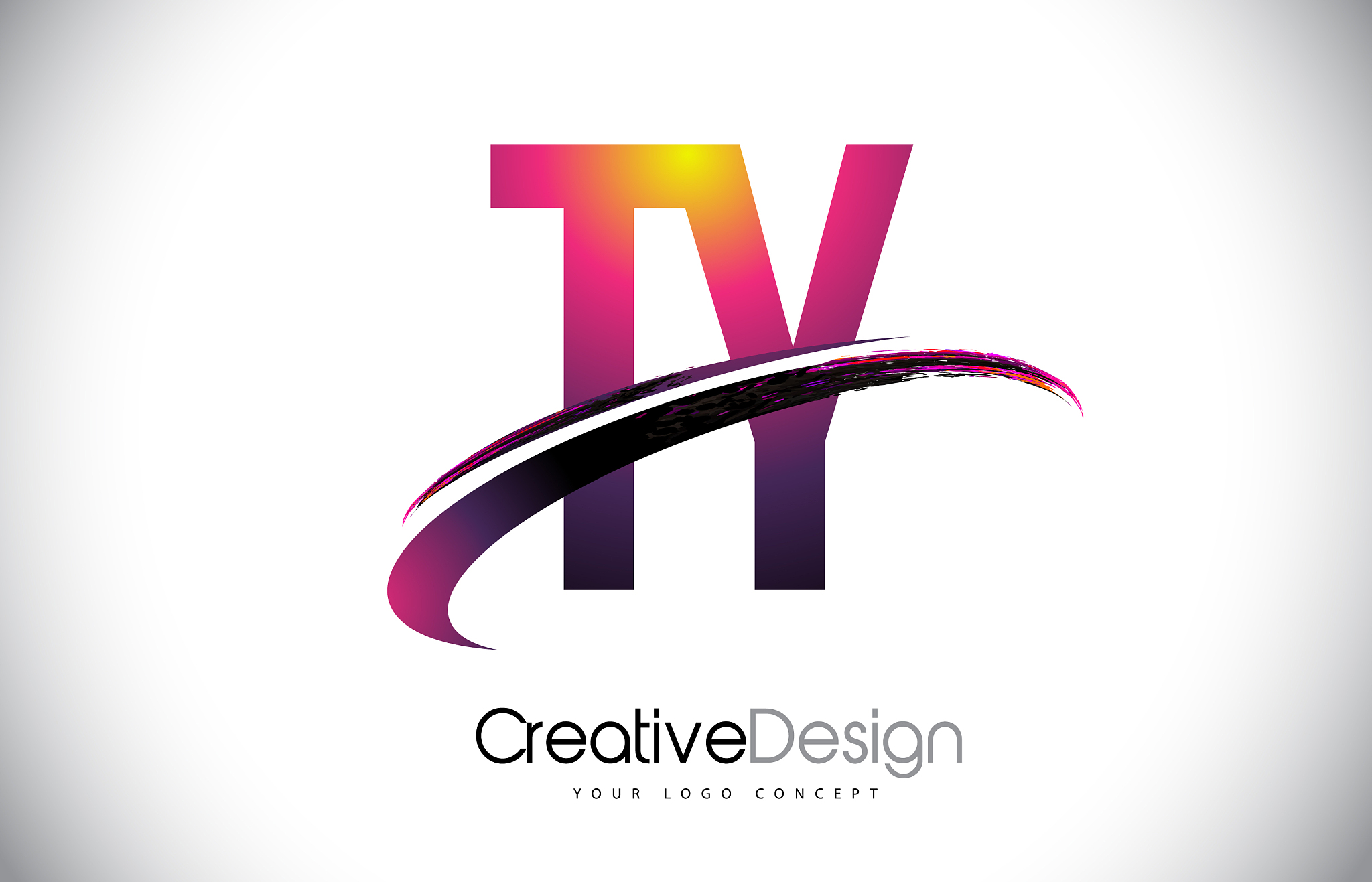 ty t y purple letter logo with swoosh design