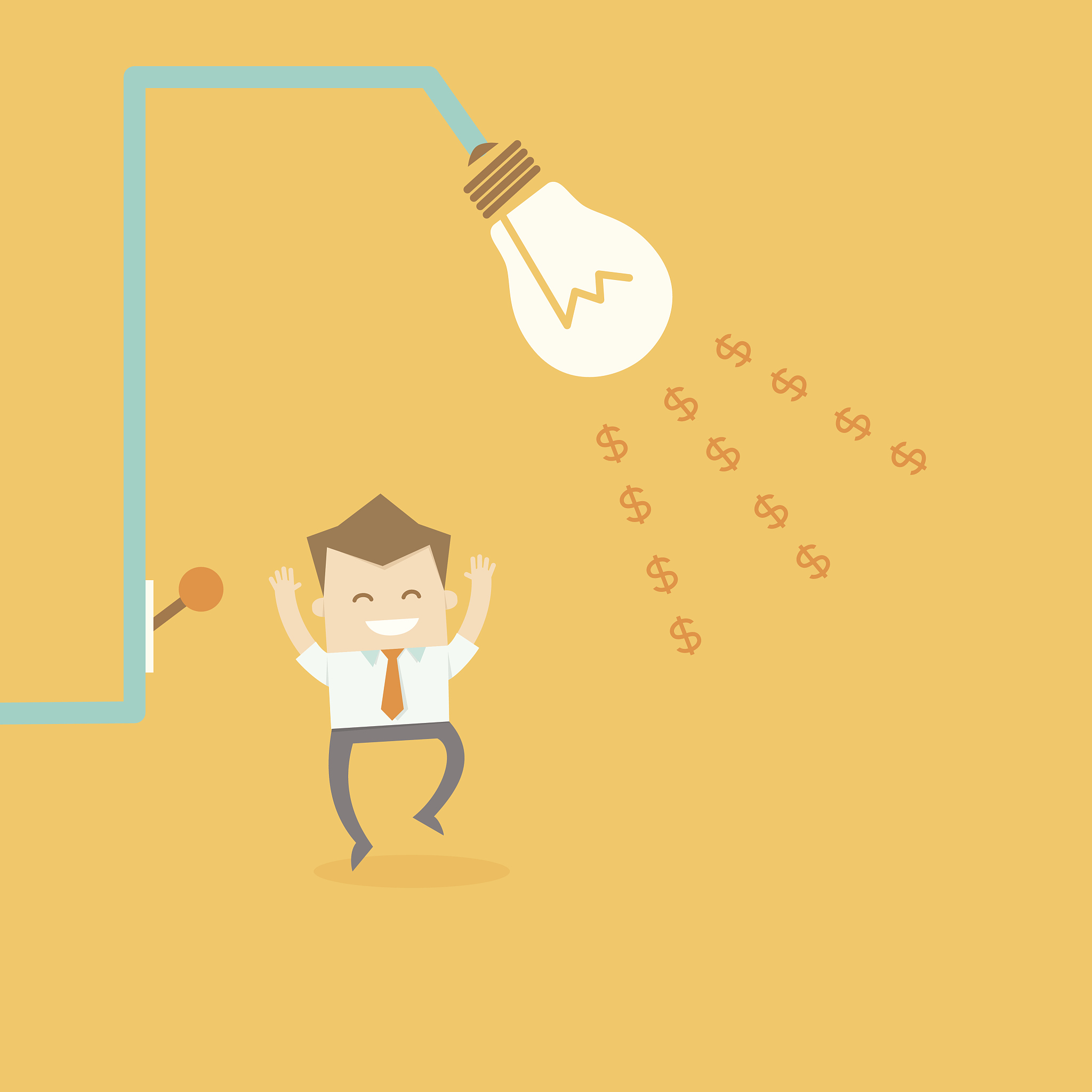 business man happy make money with new idea