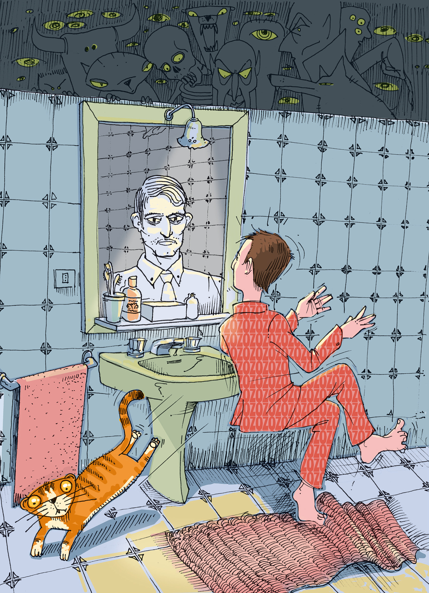 想象你在镜子前请问为什么镜子中的影像可以颠倒左右却不能颠倒上下？