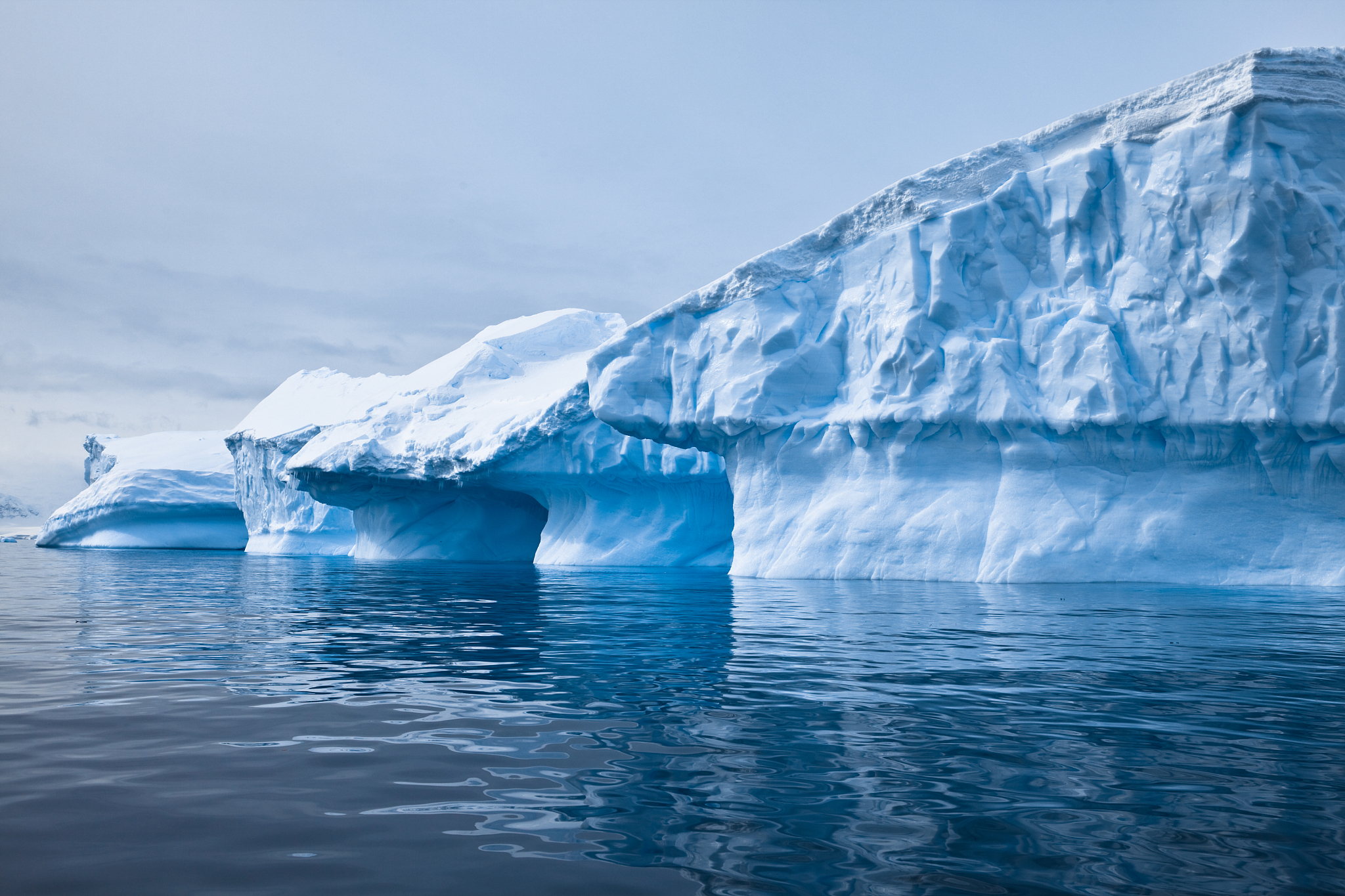 wide view of an antarctic iceberg