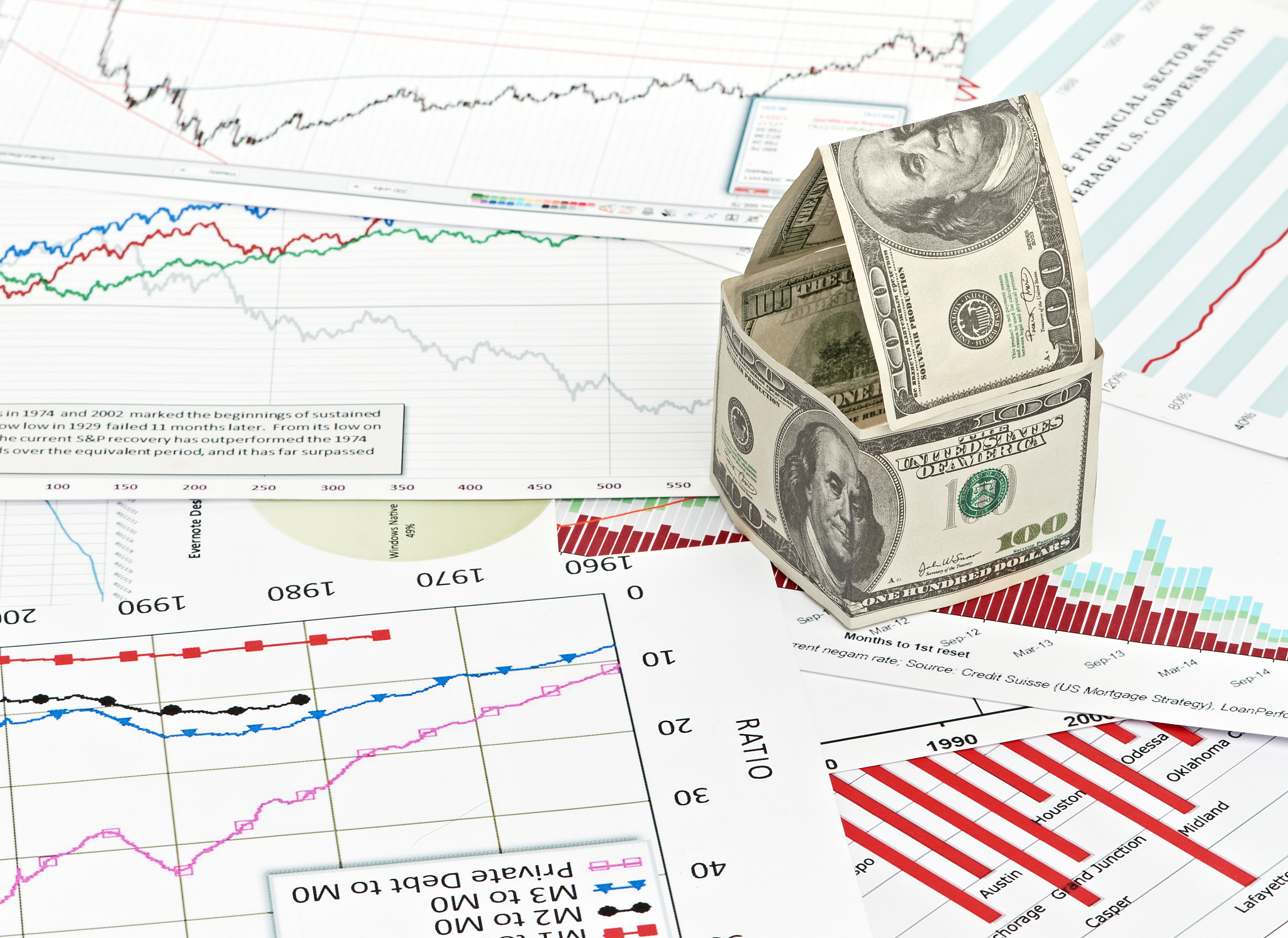house of dollars. on chart background