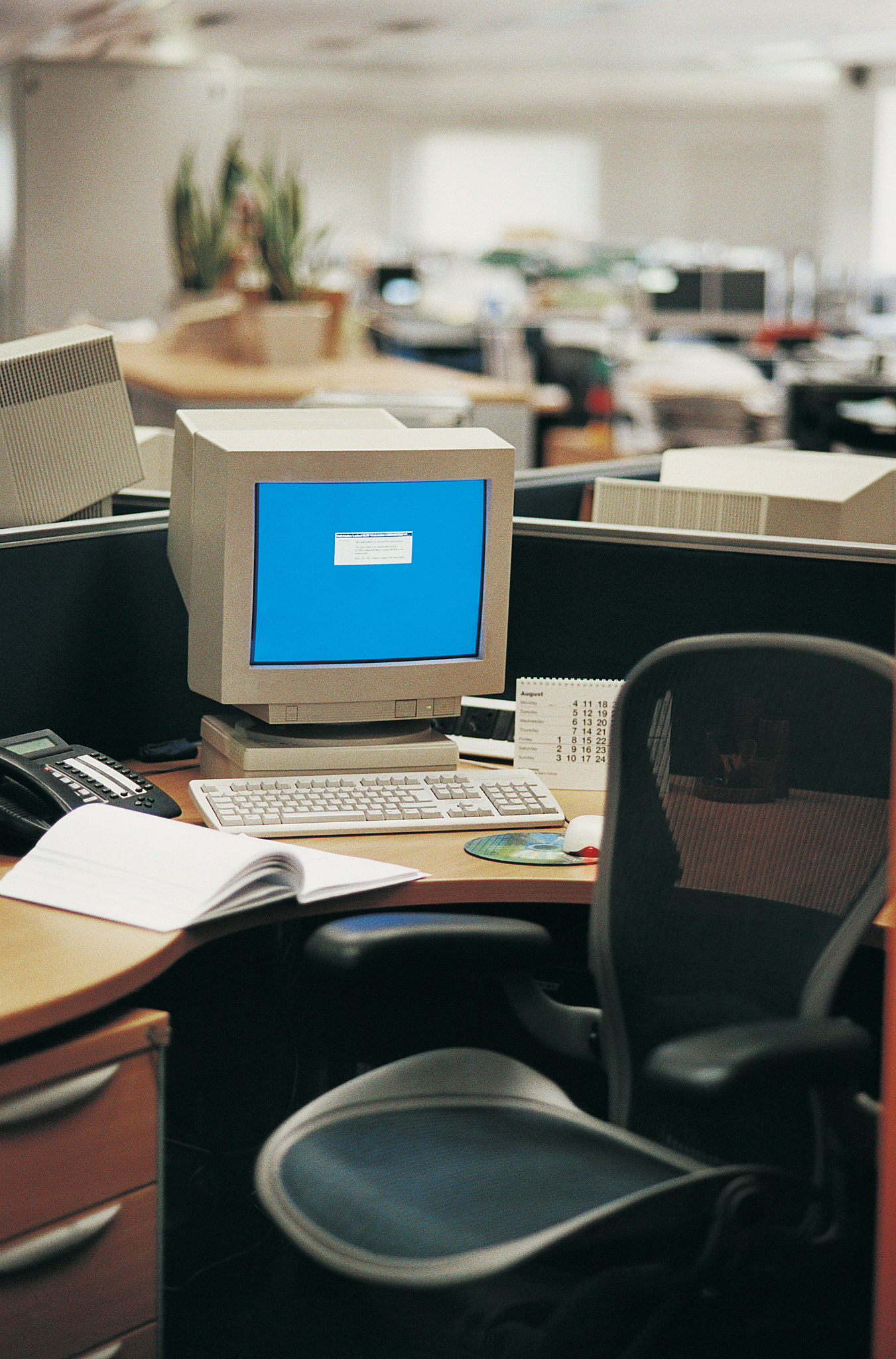 desk in an open plan office