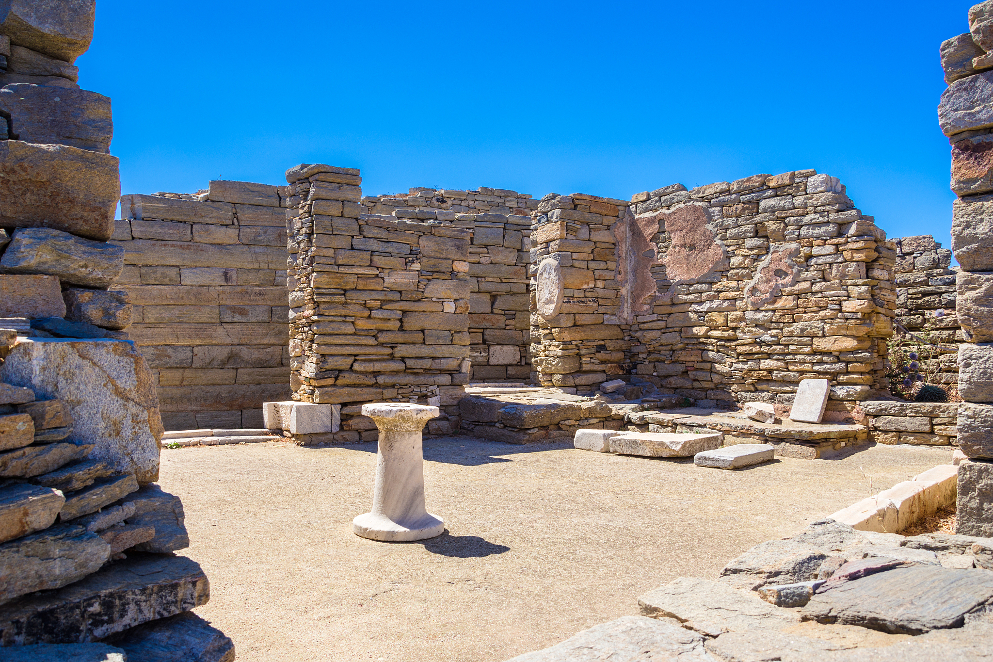ancient ruinsin the island of delos in cyclades, one of the most