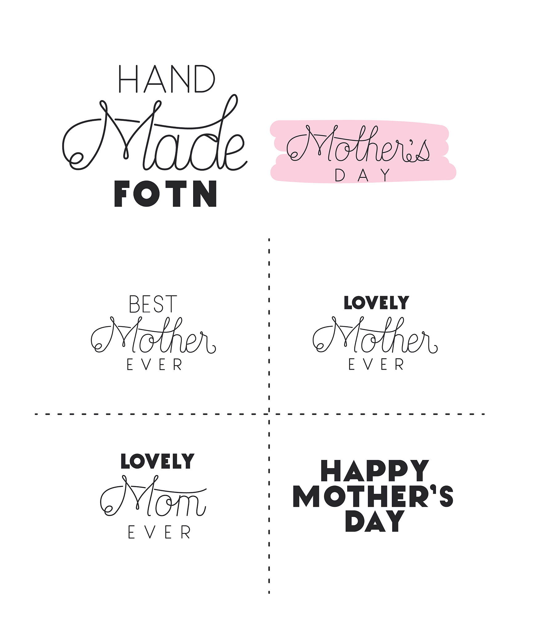 mothers day hand made font set