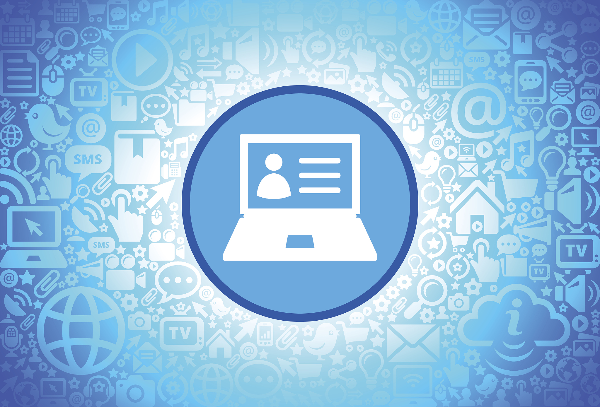 computer contact info icon on internet technology background