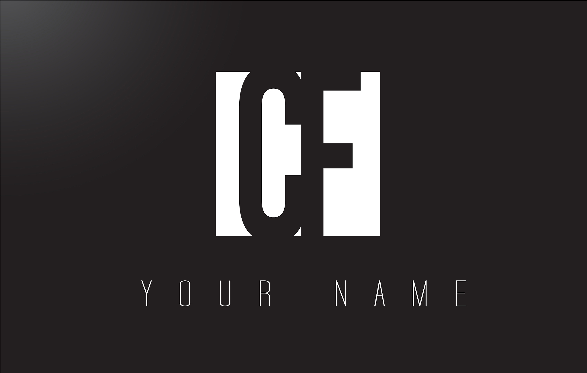 cf letter logo with black and white negative