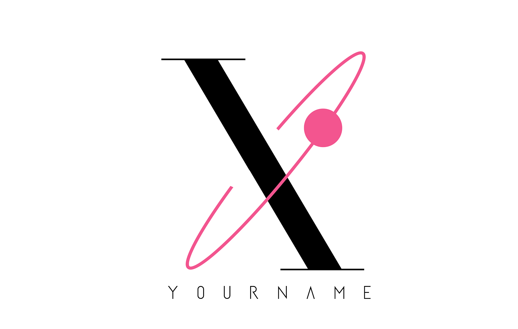 x letter logo design with a round pink eclipse