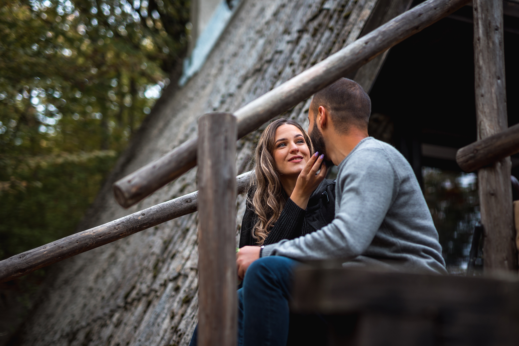 young woman looking her boyfriend with love