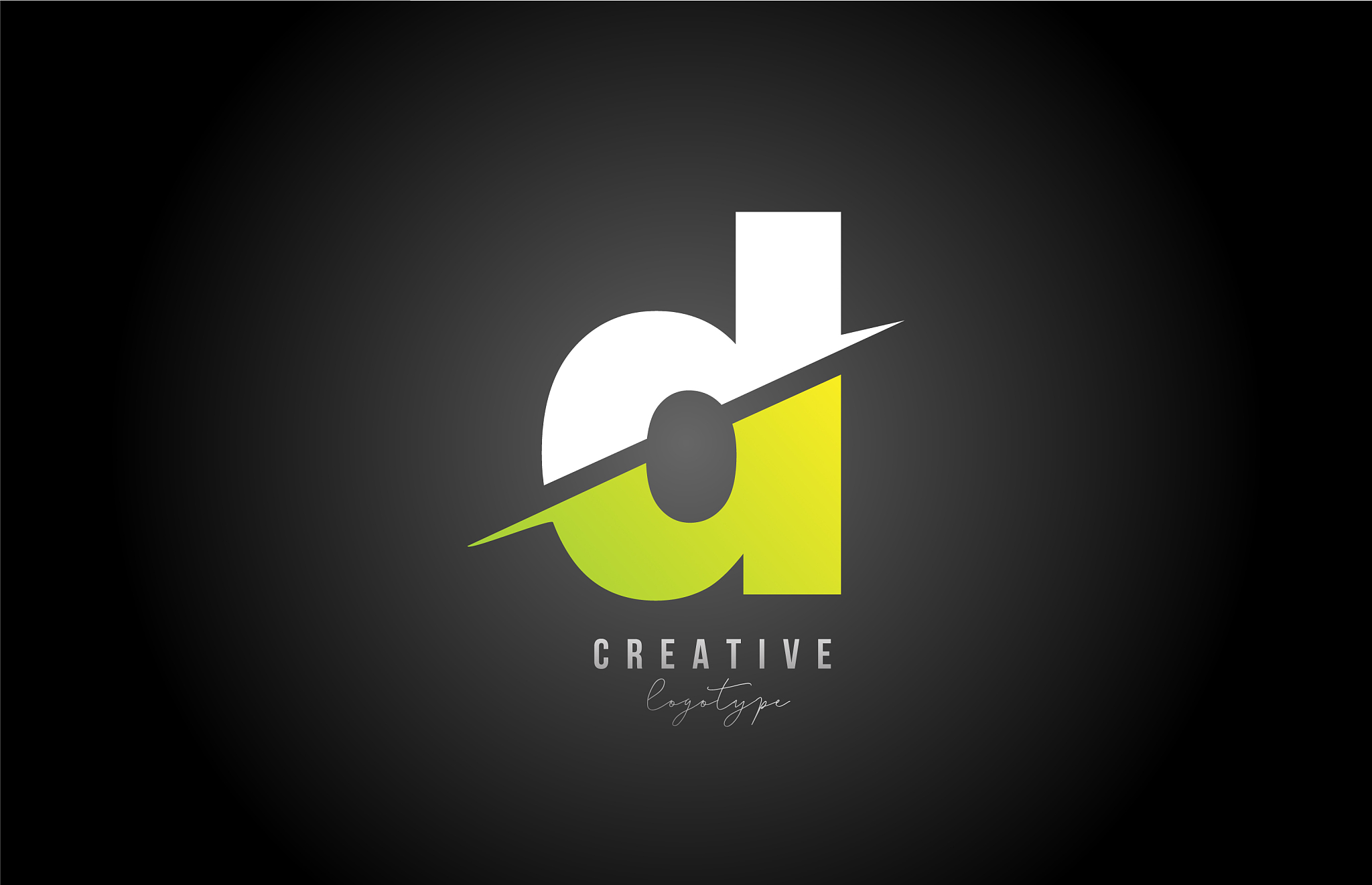 d white and green letter logo alphabet icon