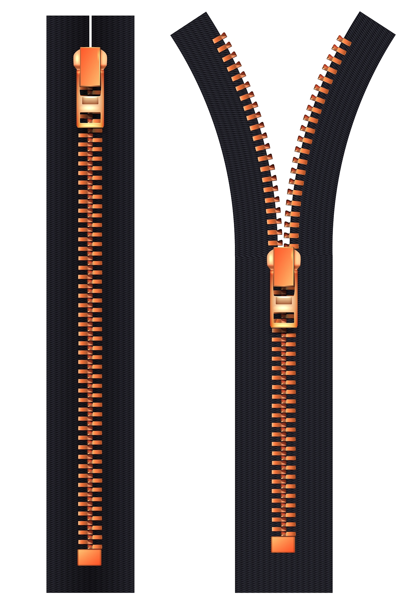 open and closed zipper