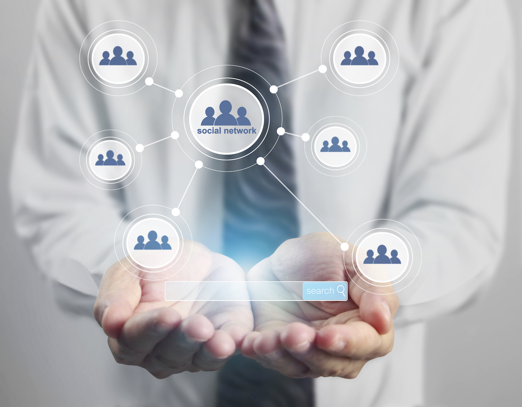 virtual icon of social network in hand
