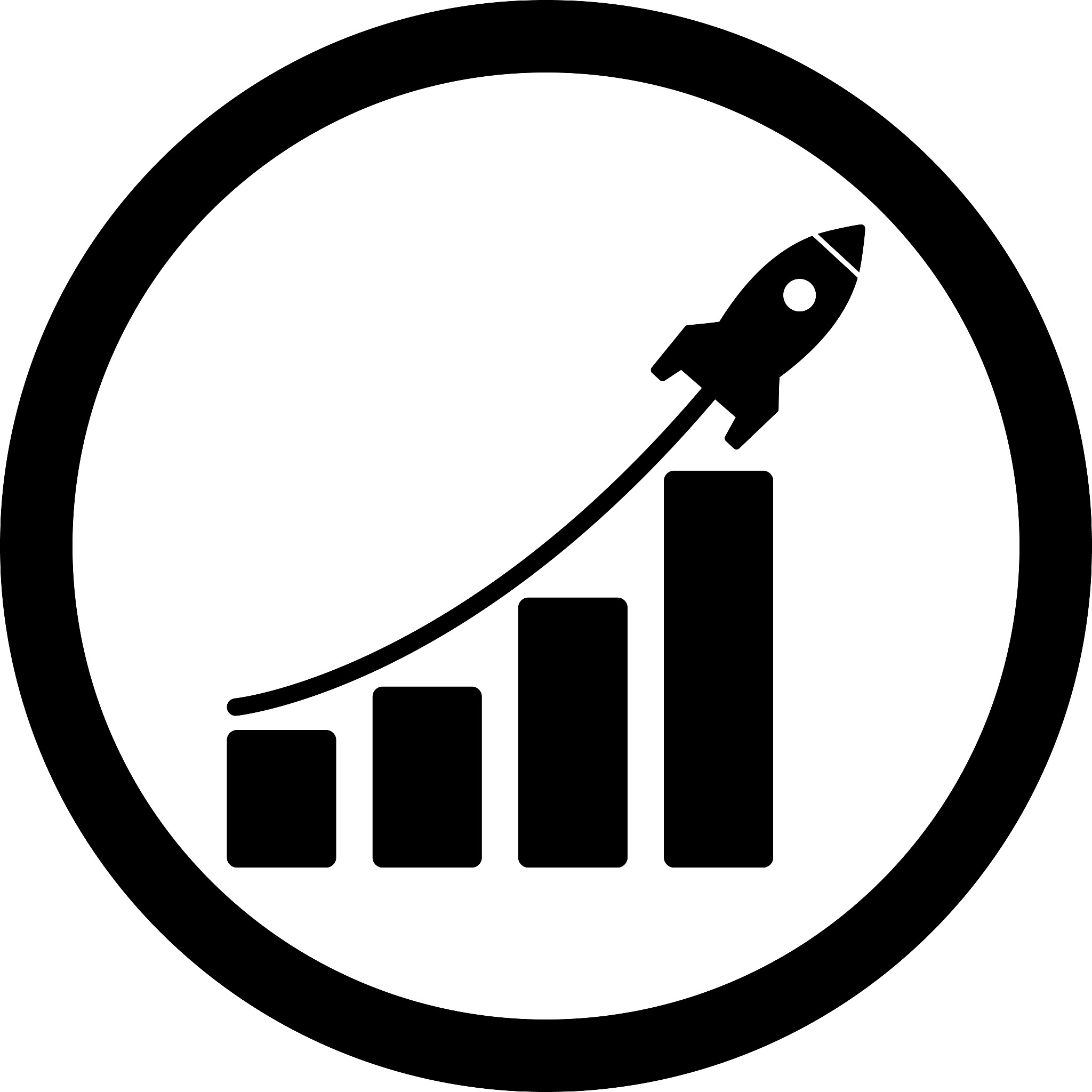 startup sales flat black color rounded vector icon