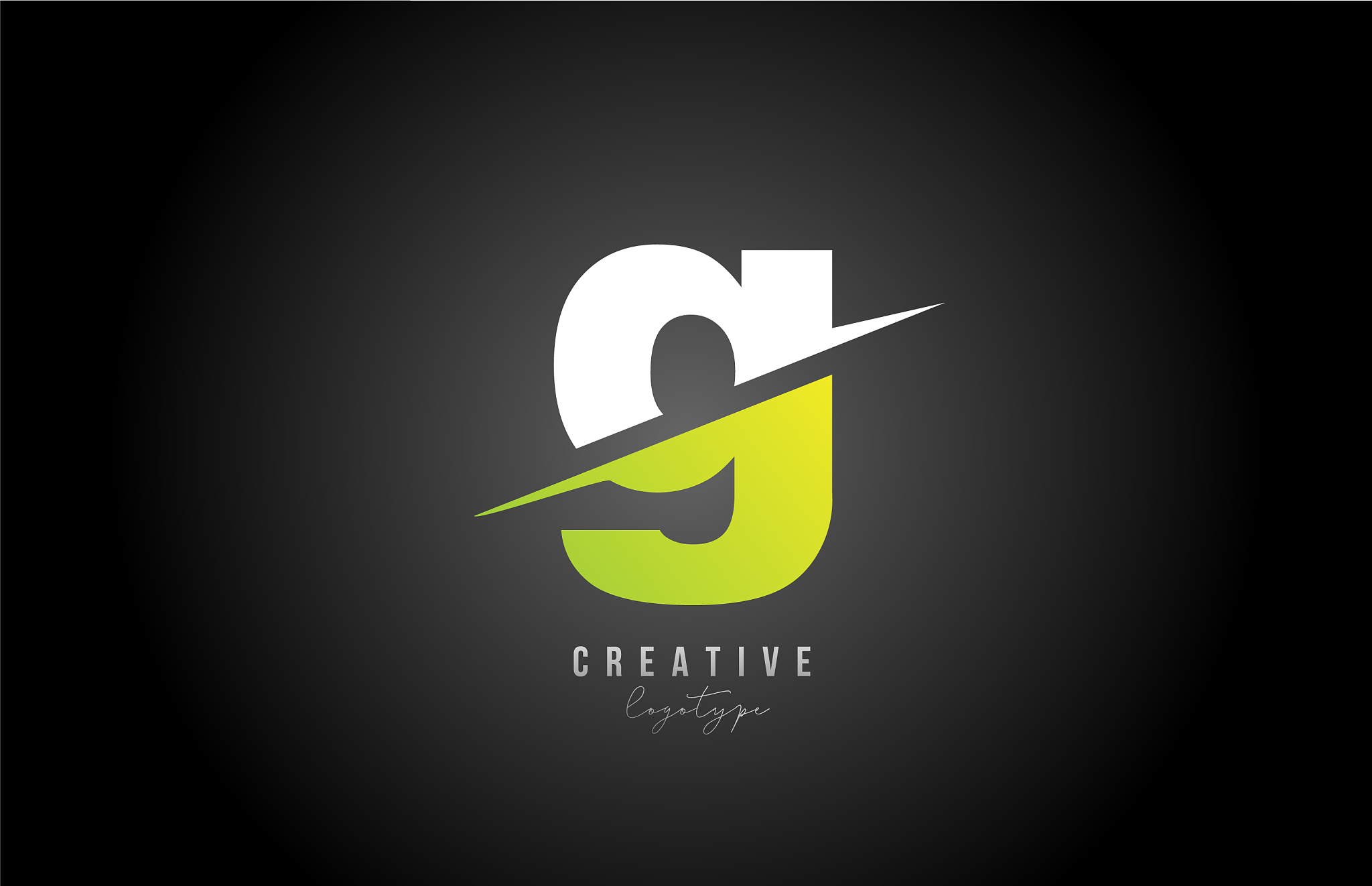 g white and green letter logo alphabet icon